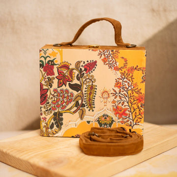 Artklim Madhubani Floral Printed Suitcase Style Clutch