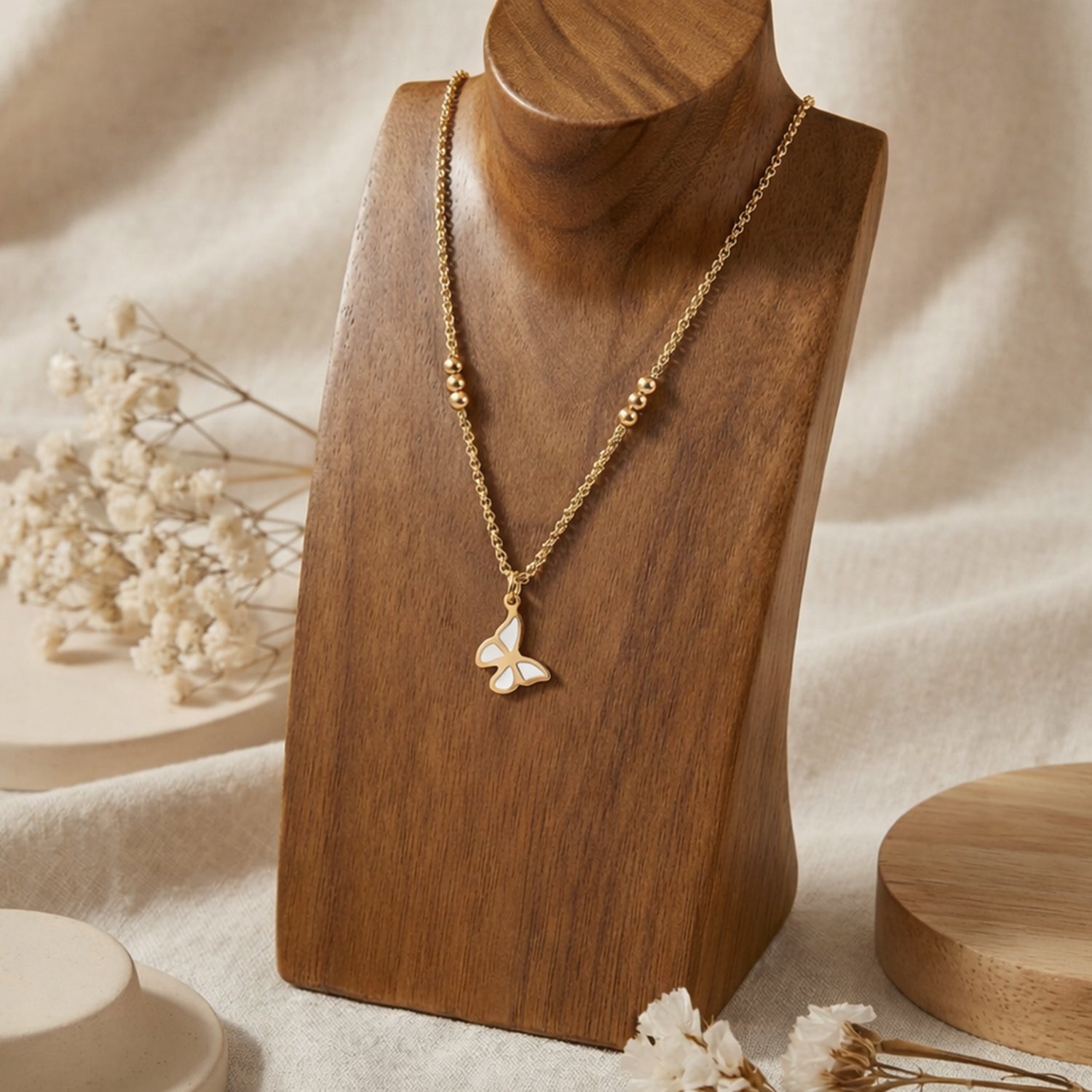 Artklim Gold-Plated Delicate Butterfly Charm Anti-Tarnish Pendant Necklace