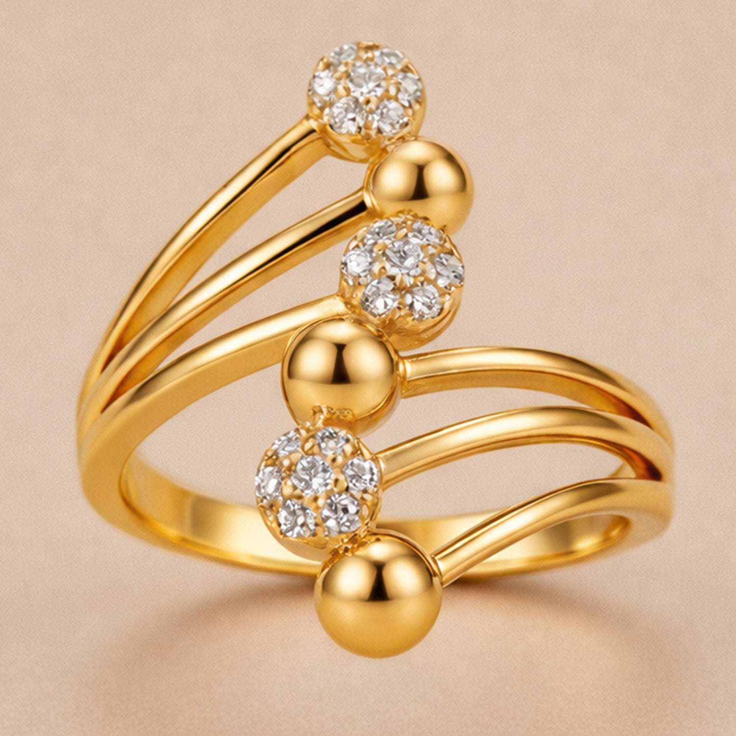 Artklim Gold-Plated Layered Sparkle Anti-Tarnish Ring