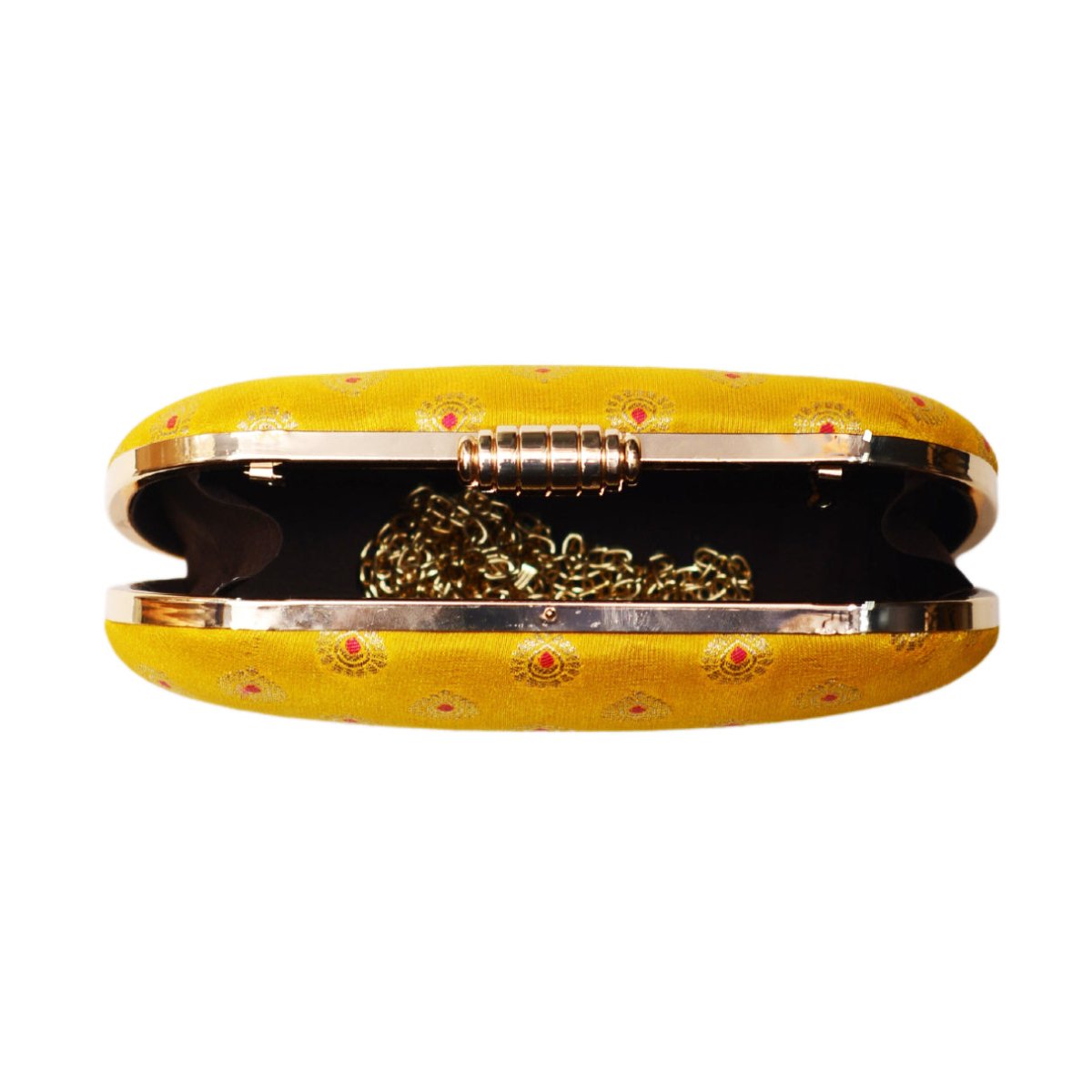 Yellow Brocade Fabric Party Clutch