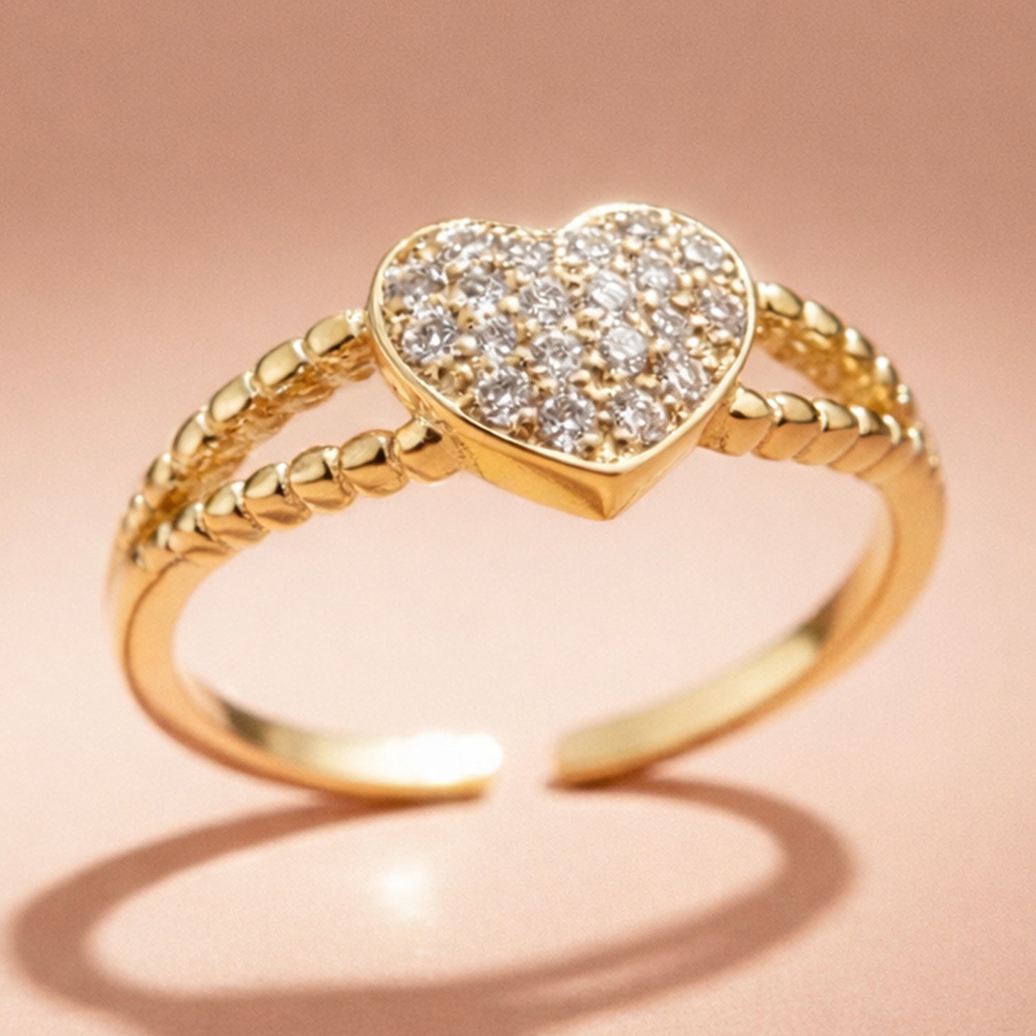 Artklim Gold-Plated Heart Charm Anti-Tarnish Ring