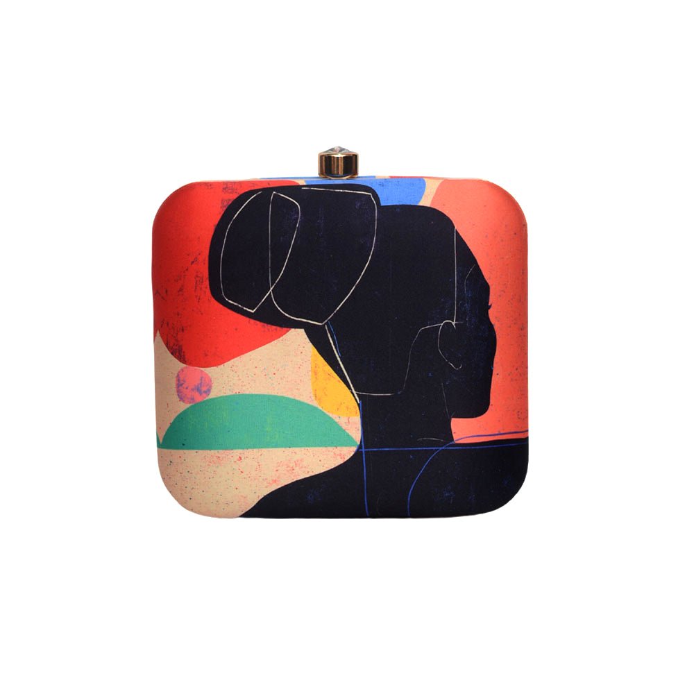 Women Line Art Printed Clutch