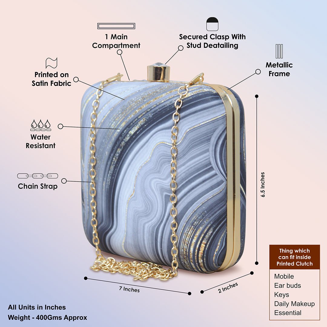 Artklim Black & White Printed Clutch