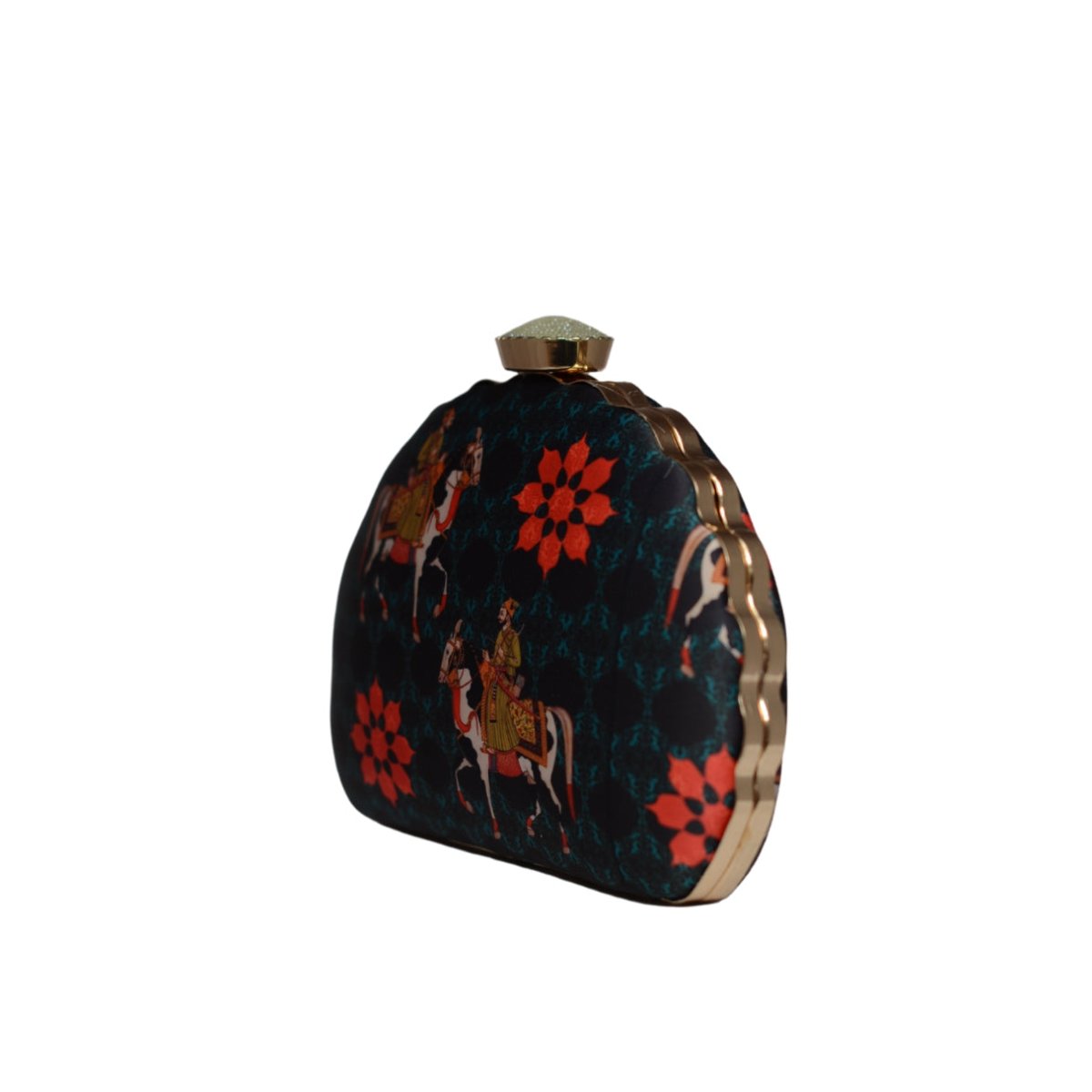 Artklim Modern Mughal Motif D-shape Clutch