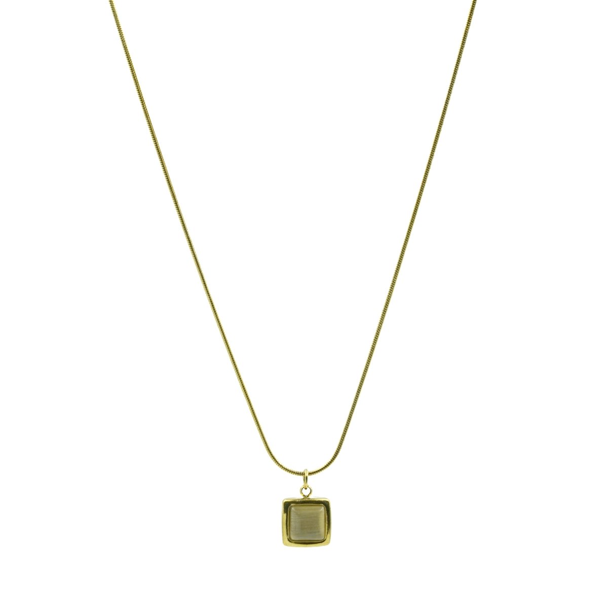 Artklim Gold Plated Mother Of Pearl Sqaure Pendant Necklace