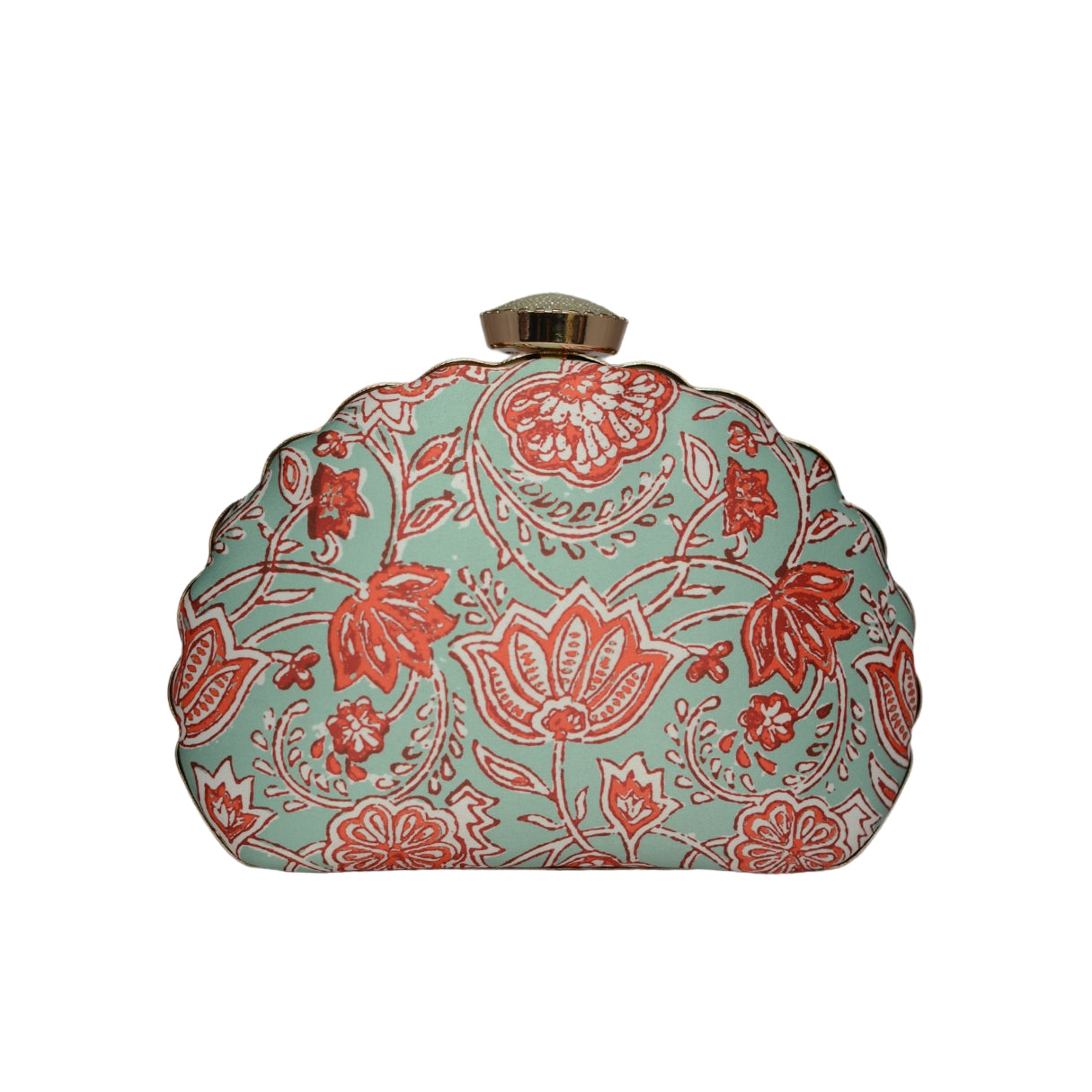 Artklim Red Floral Printed D-shape Clutch