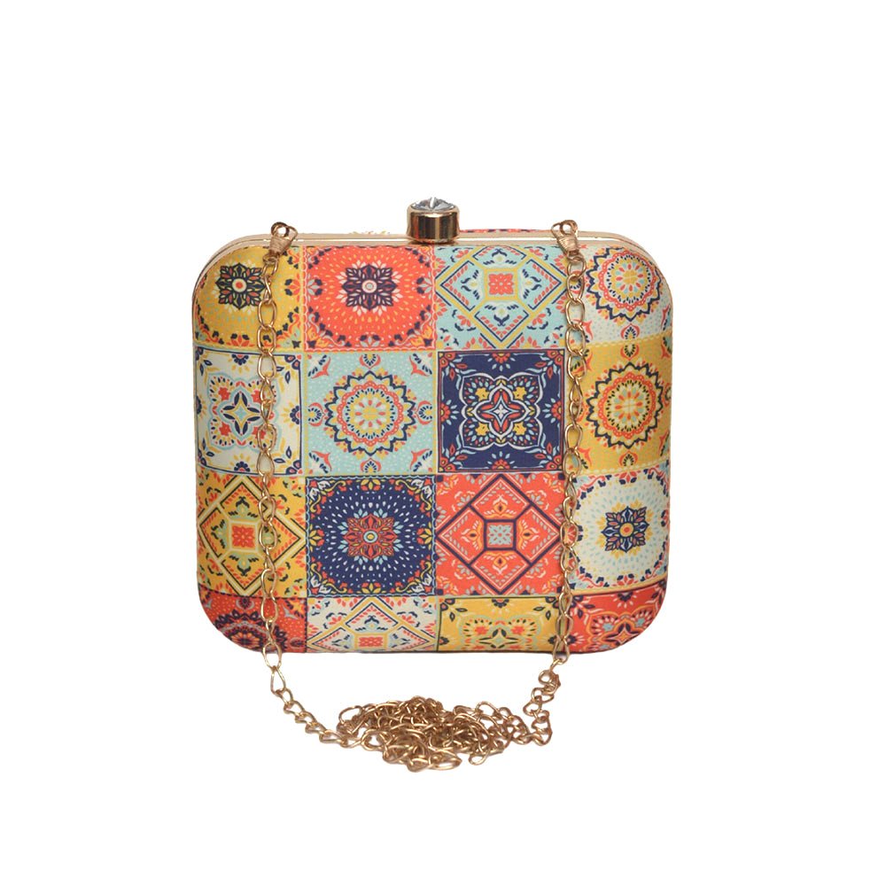 Multicolored Mandala Printed Clutch