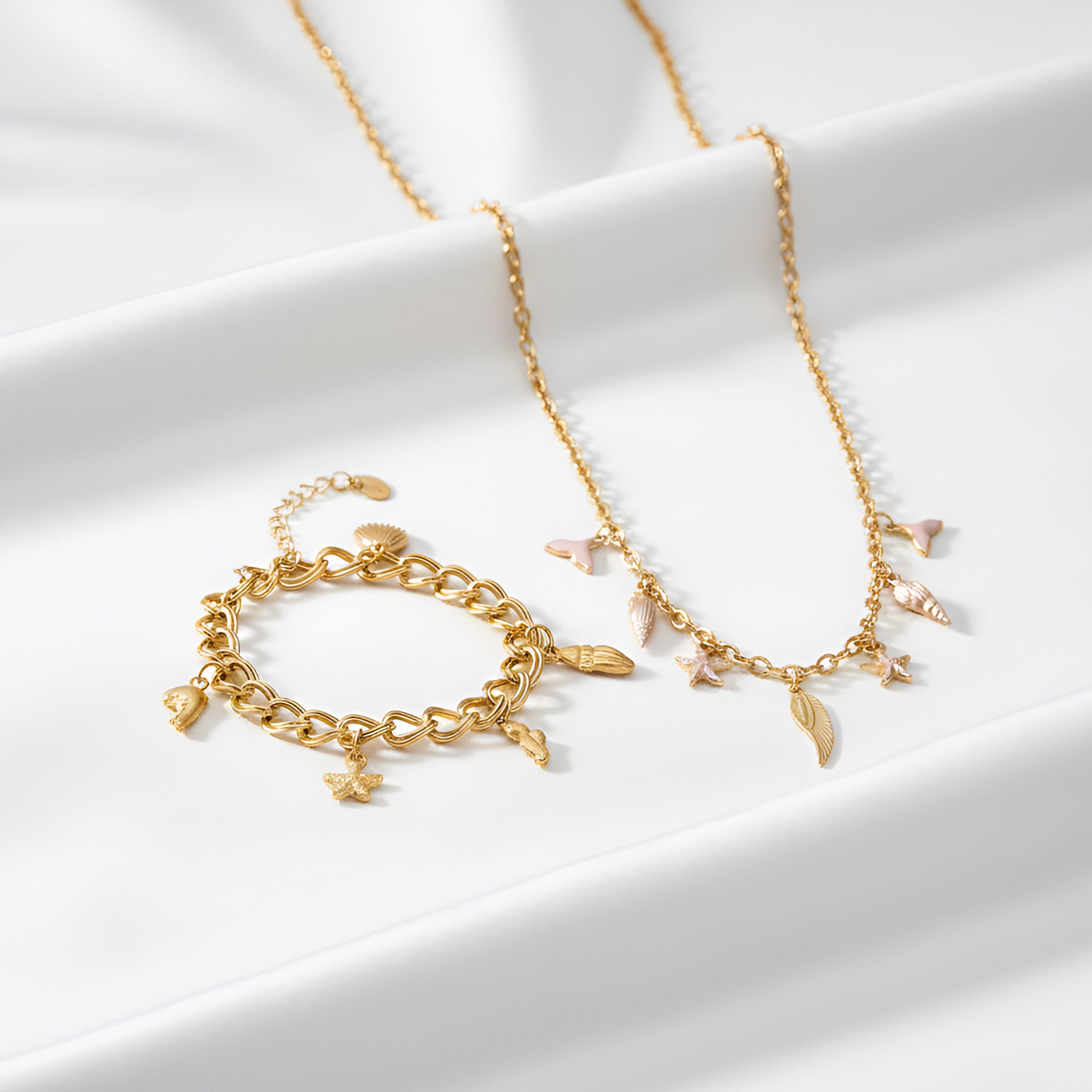 Artklim Charm Anti Tarnish Bracelet & Butterfly Necklace Set