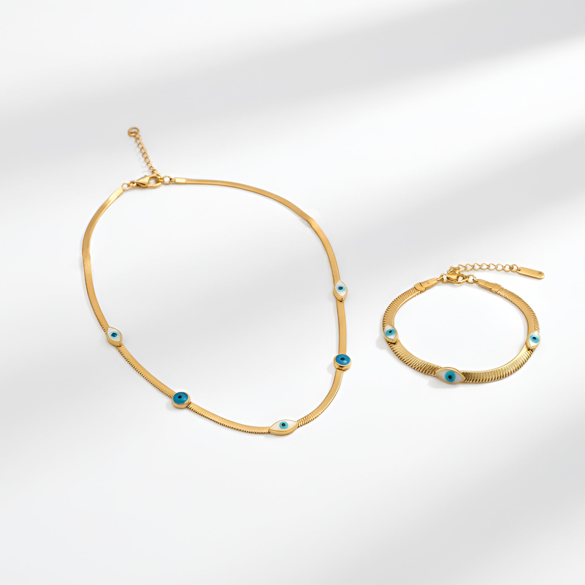 Artklim Anti Tarnish Evil Eye Necklace & Bracelet Set Set