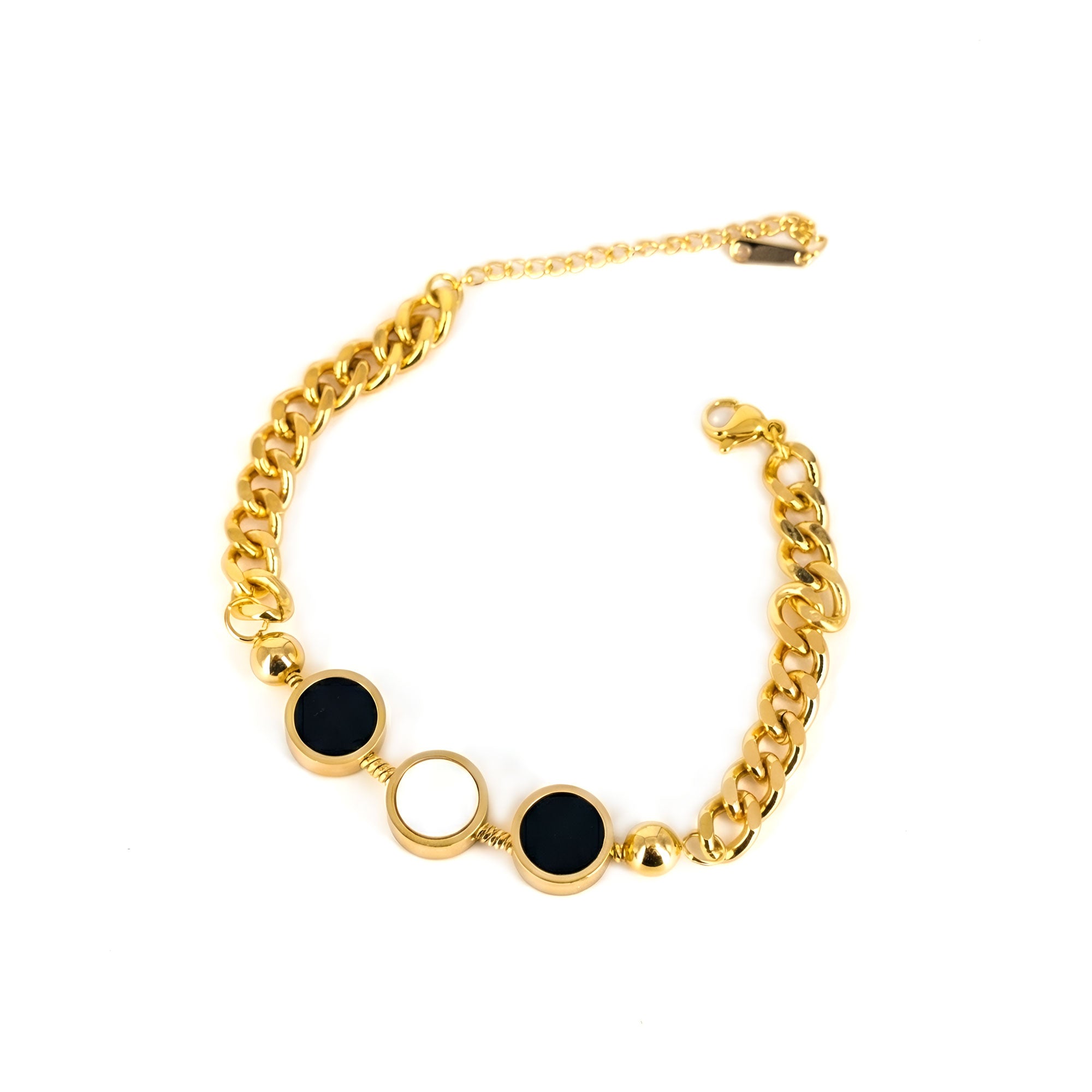 Artklim Gold Plated Bold Black Charm Bracelet