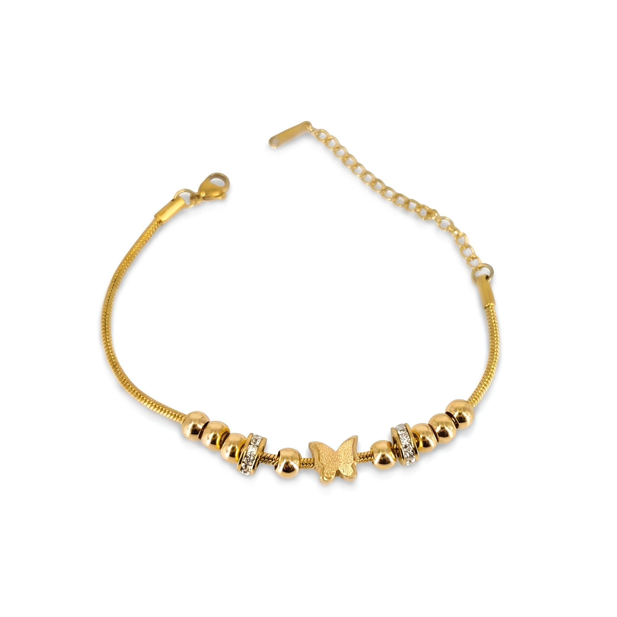Artklim Gold Plated Butterfly Charm Bracelet