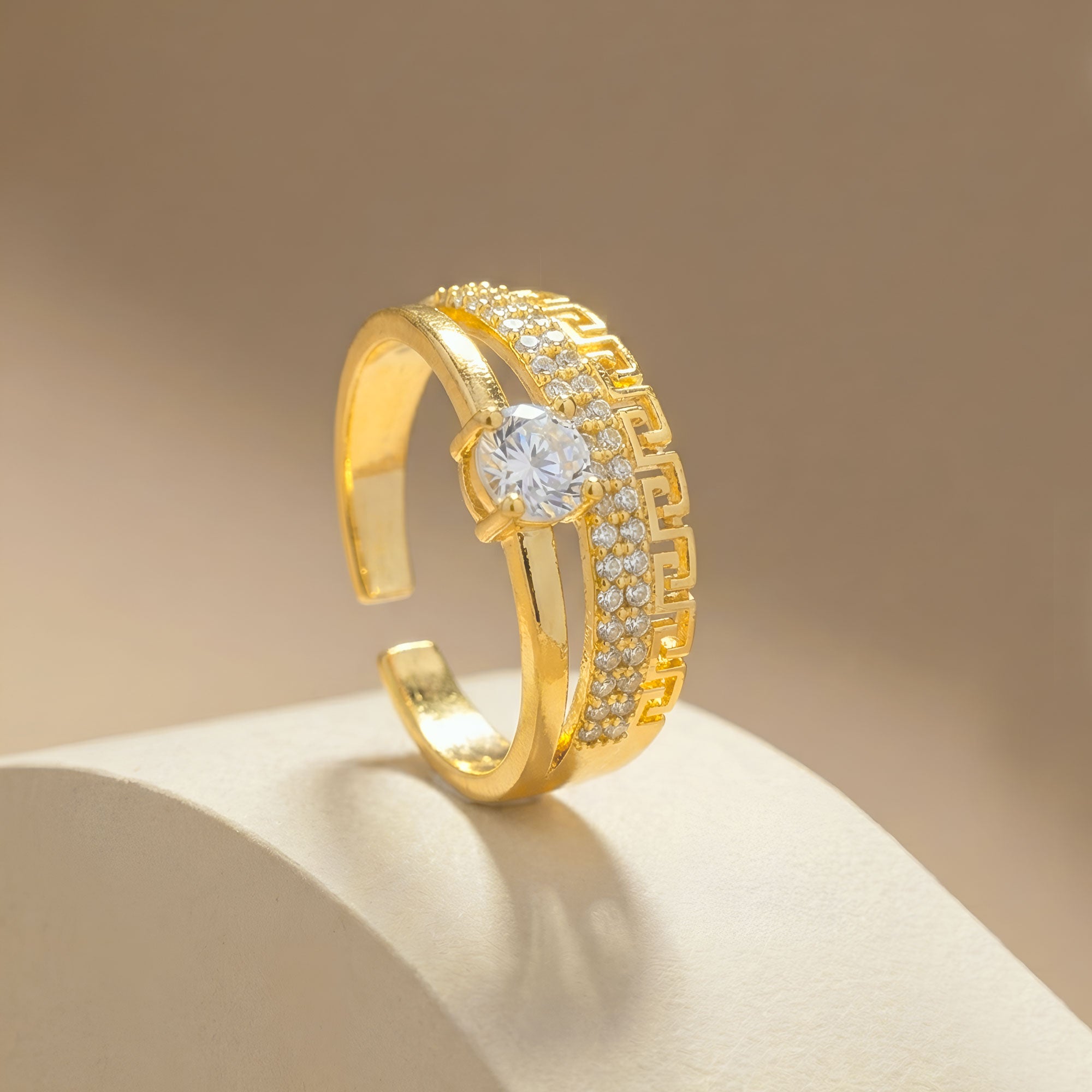 Artklim Gold-Plated Imperial Greek Key Anti-Tarnish Ring