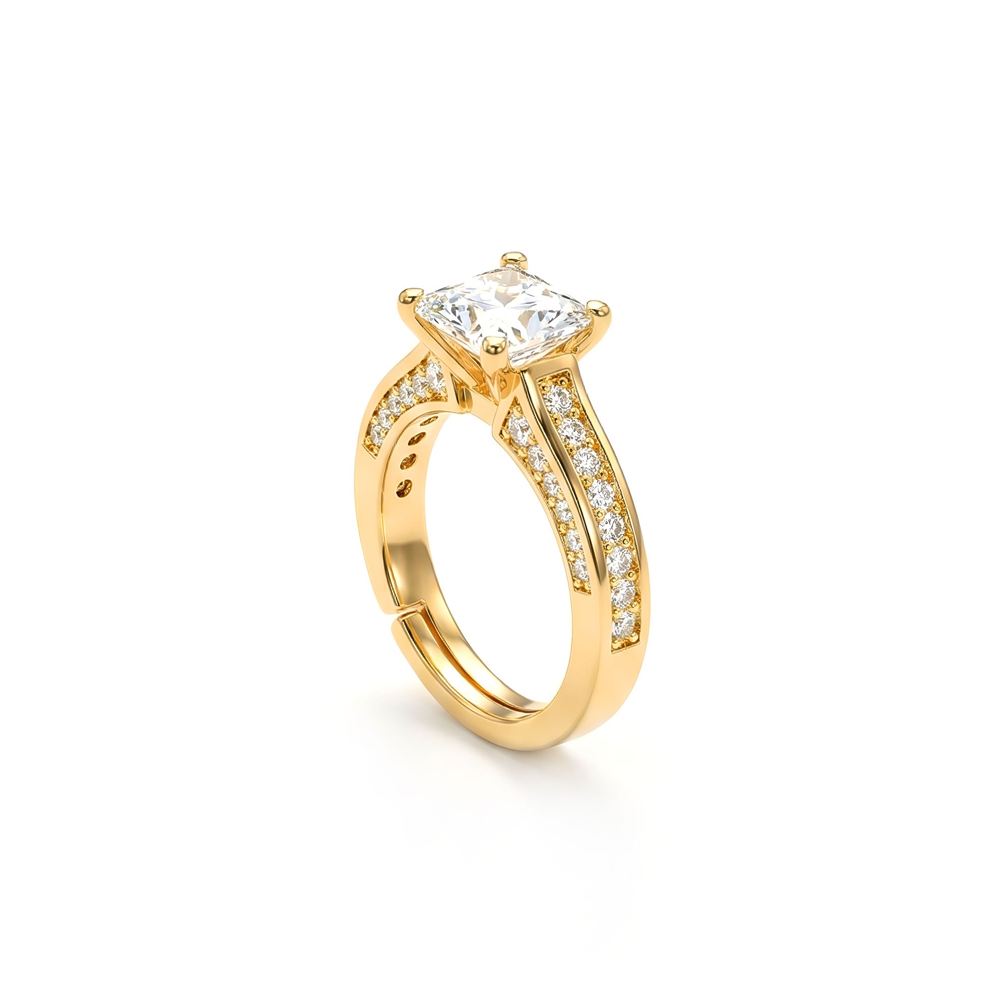 Artklim Gold-Plated Imperial Square Solitaire Anti-Tarnish Ring