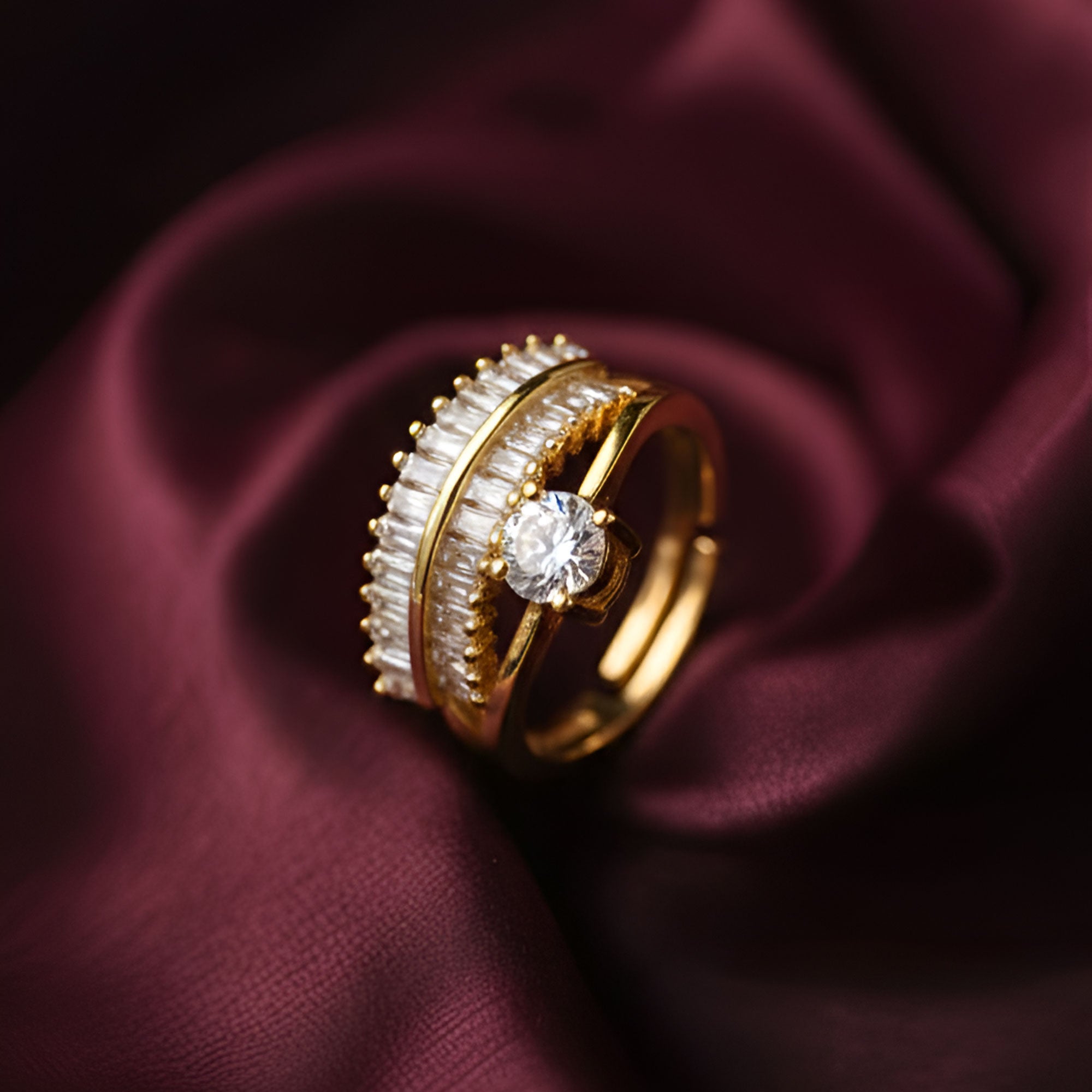 Artklim Gold-Plated Radiant Arc Anti-Tarnish Ring