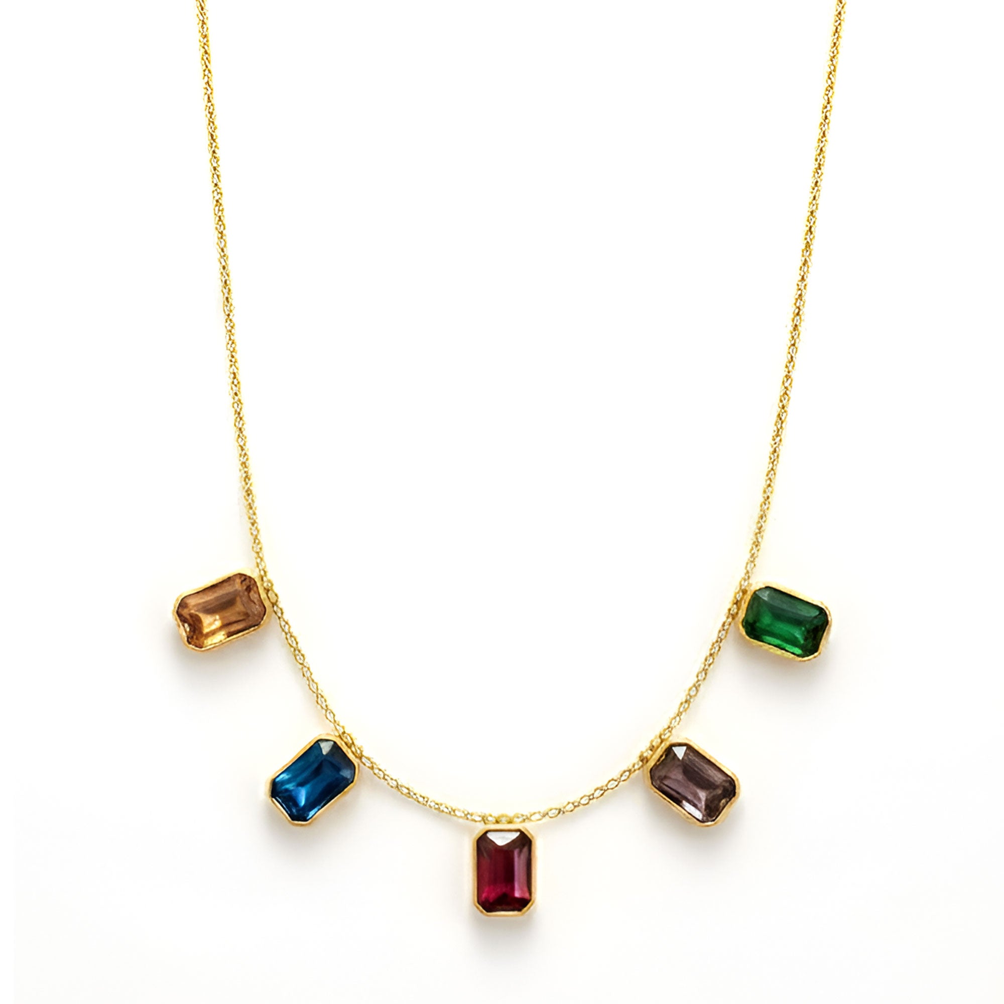 Artklim Gold Plated Gemstone Drop Gold Pendant Necklace