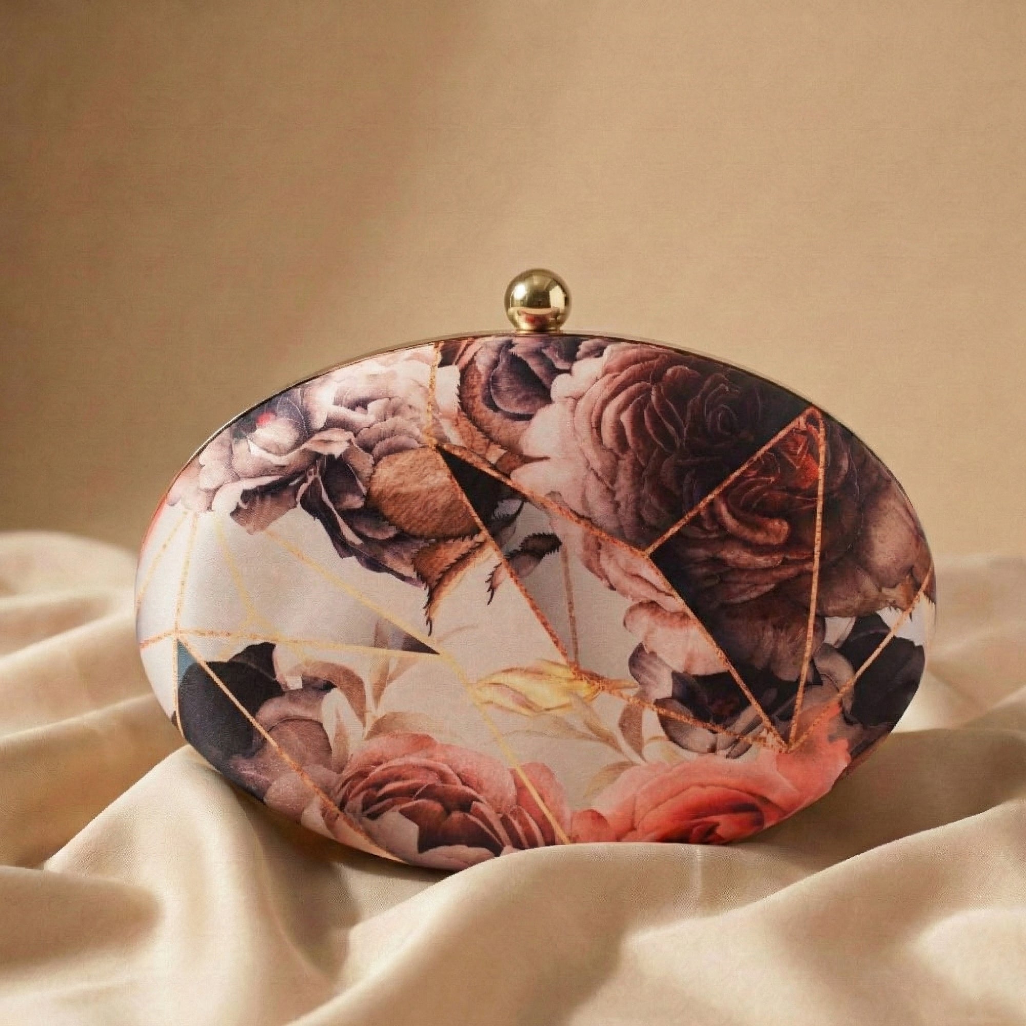 Abstract Rose Printed Clutch