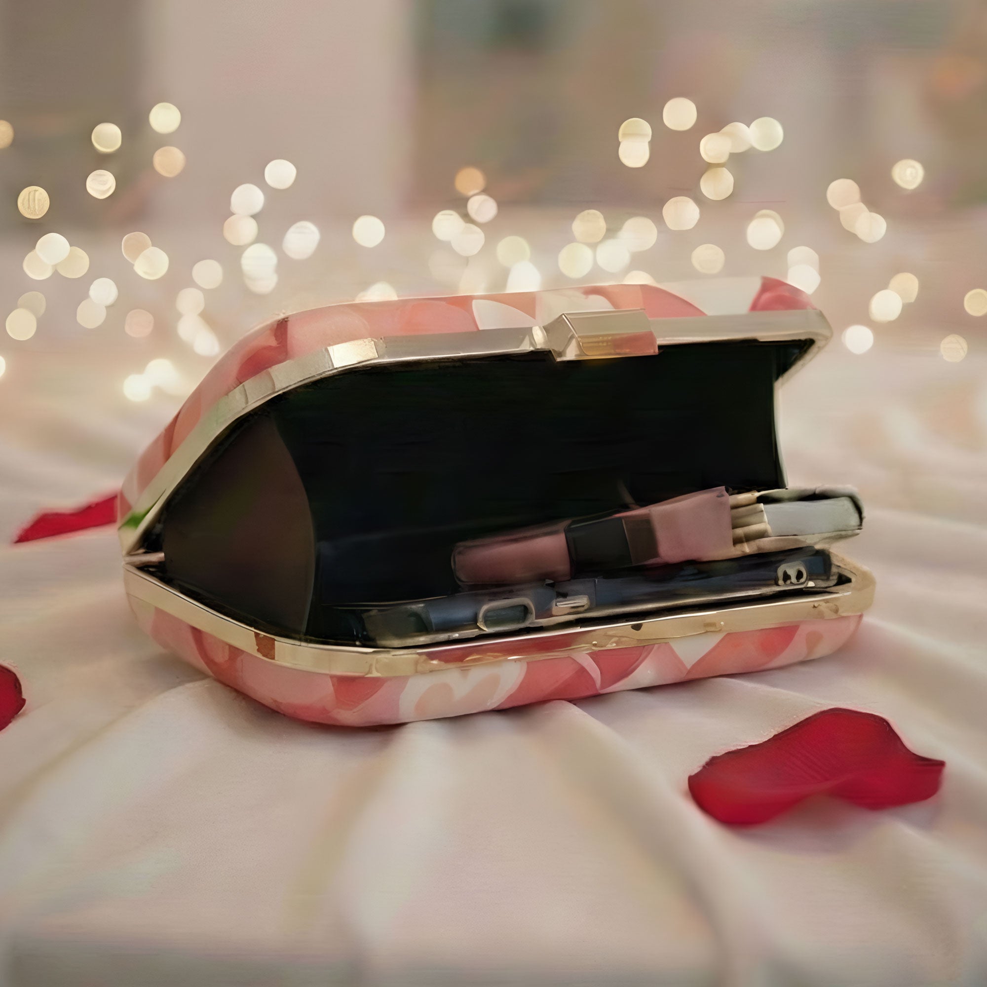 Artklim Stylish Heart Pattern Printed Clutch