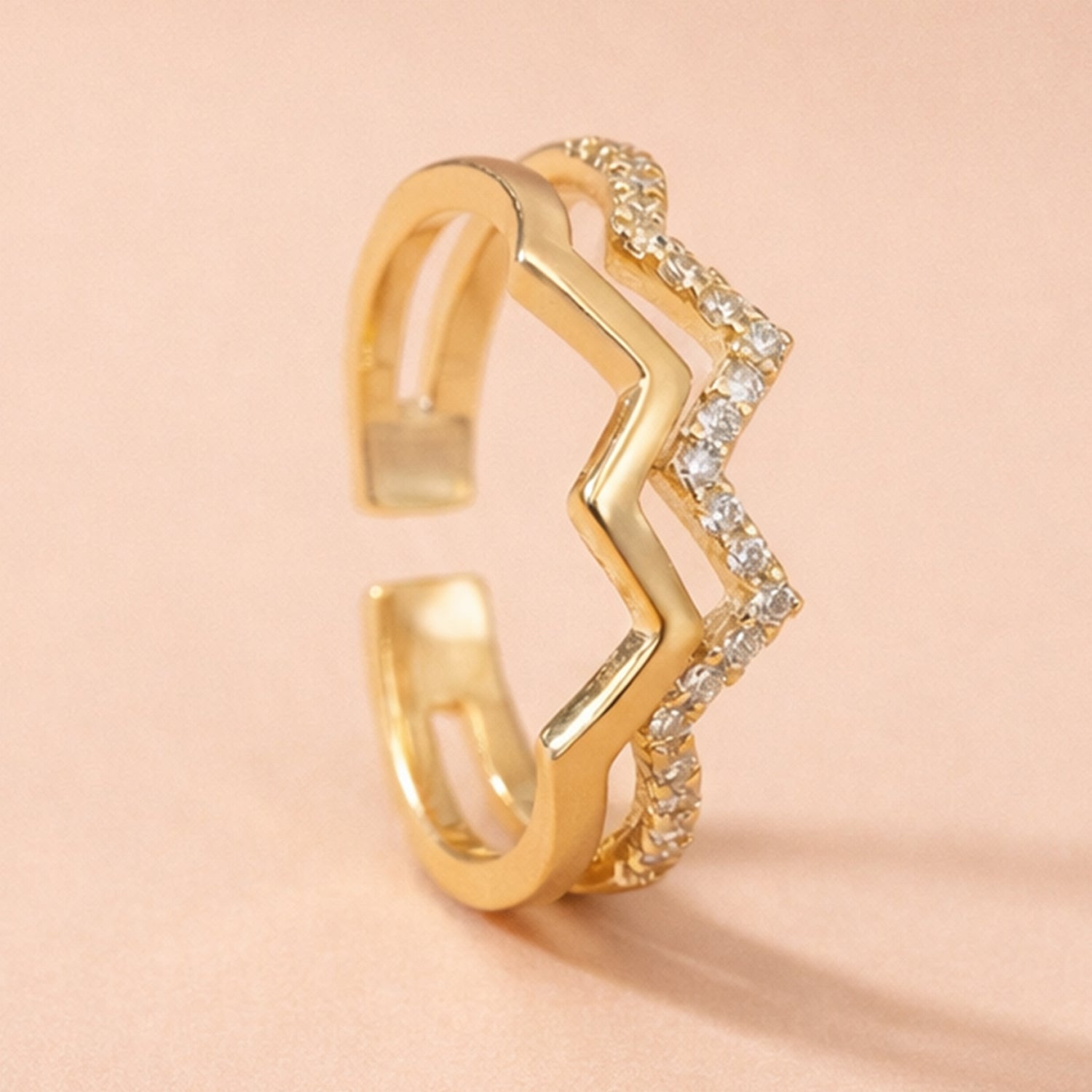 Artklim Gold-Plated Zigzag Sparkle Design Anti-Tarnish Ring