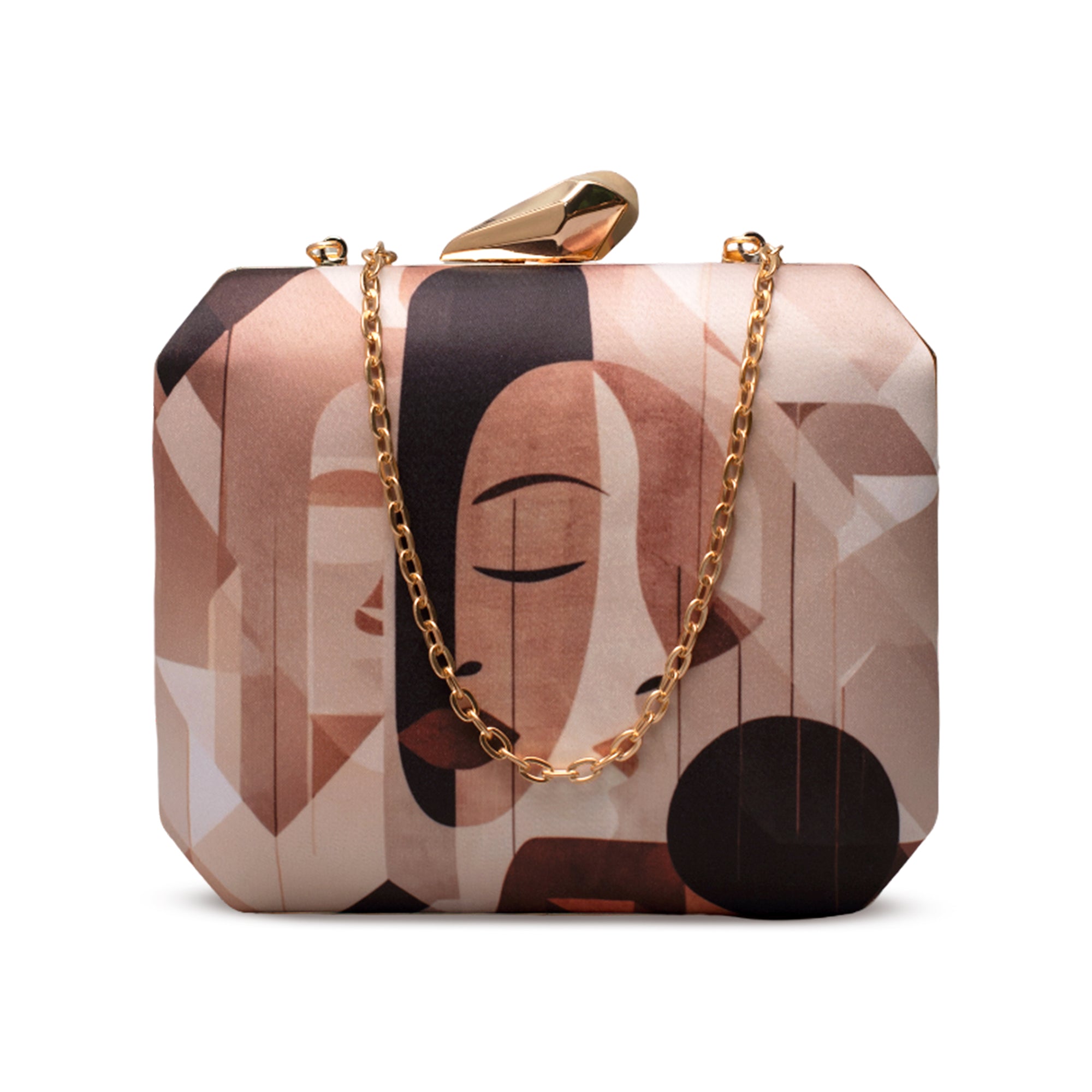 Artklim Abstract Face Art Printed Clutch