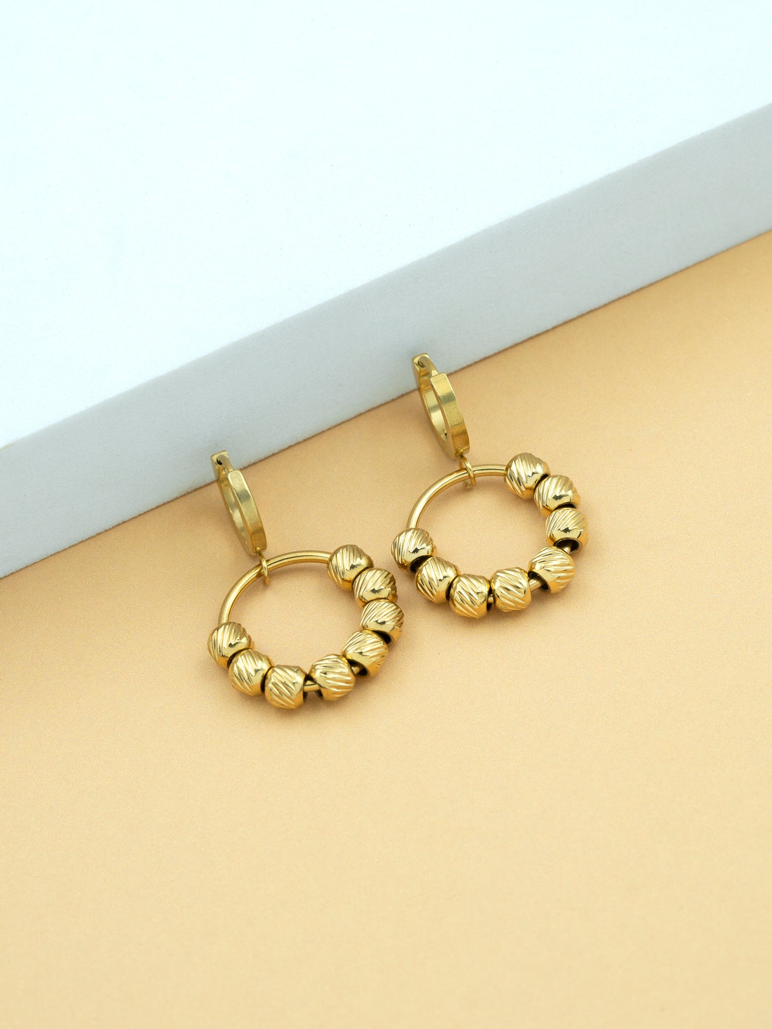Artklim Textured Bead Hoop Anti-Tarnish Earrings