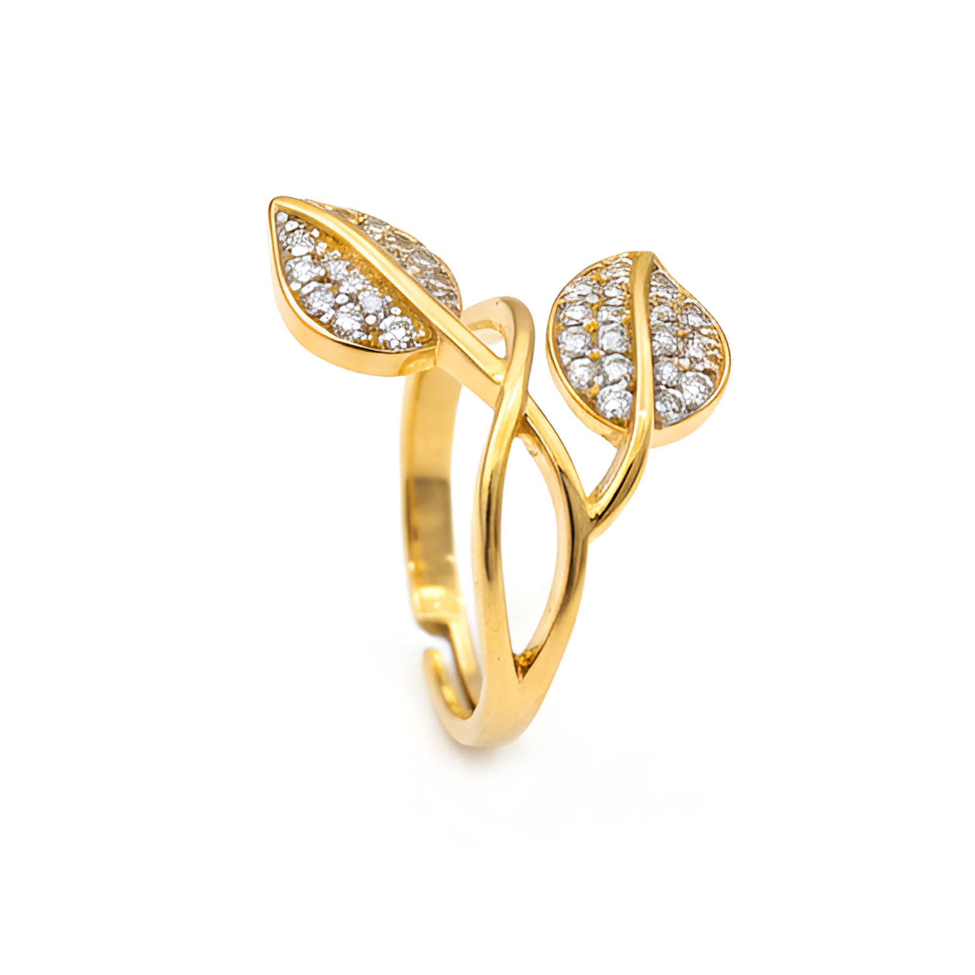 Artklim Gold-Plated Leaf Design Anti-Tarnish Ring