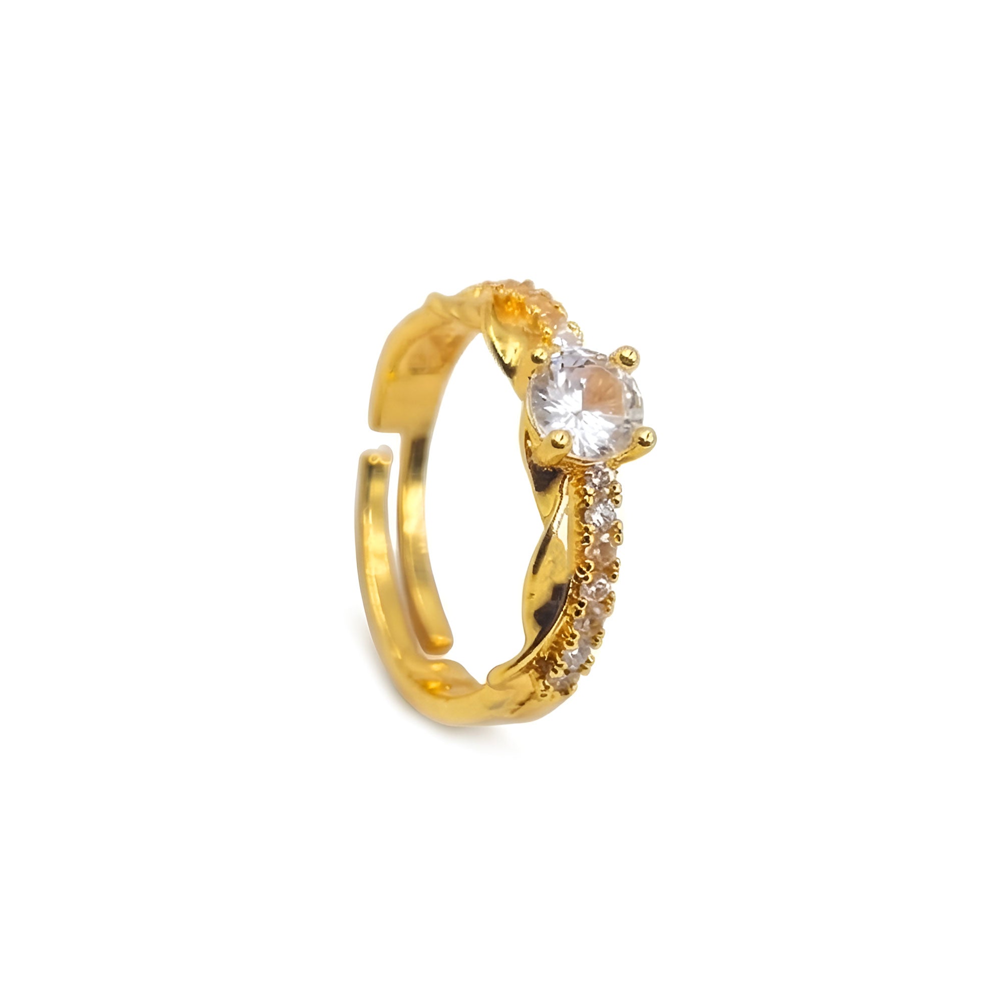 Artklim Gold-Plated Solitaire Twist Design Anti-Tarnish Ring