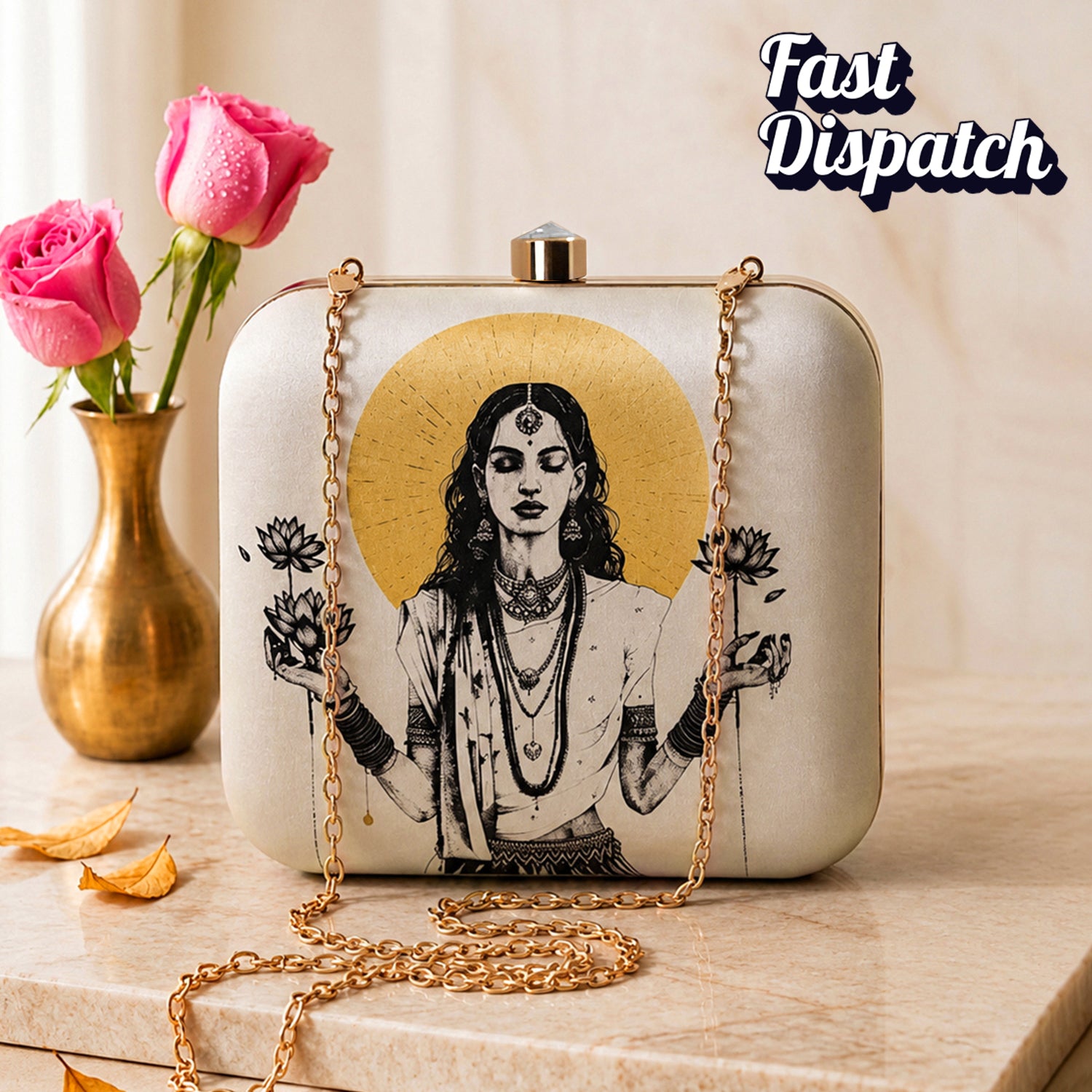 Goddess Lakshmi Printed Clutch