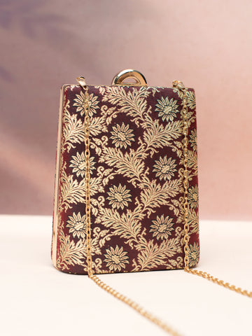 Artklim Regal Maroon Bloom Clutch