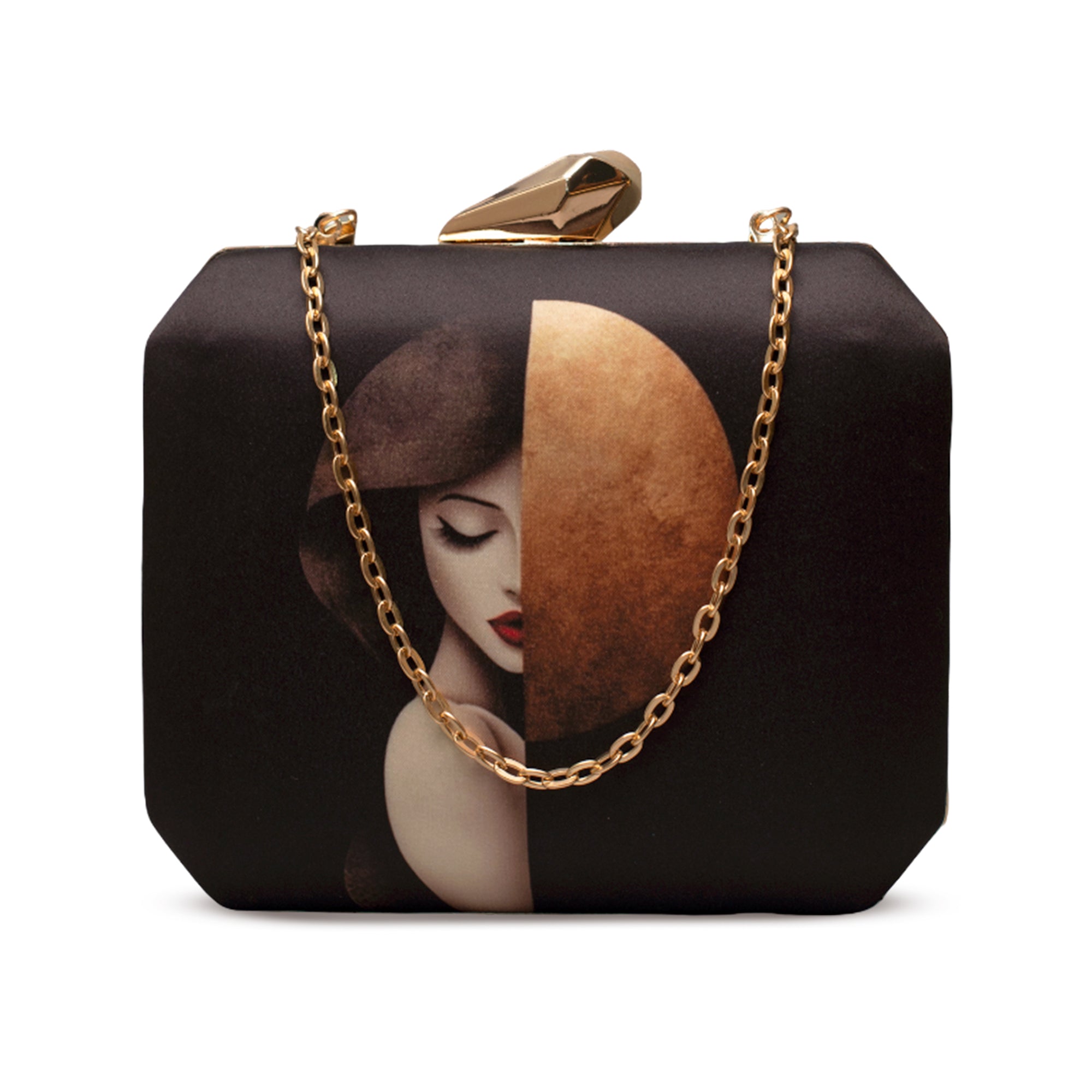 Artklim Abstract Face Art Printed Clutch