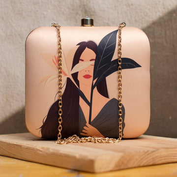 Woman And Flower Portrait Clutch