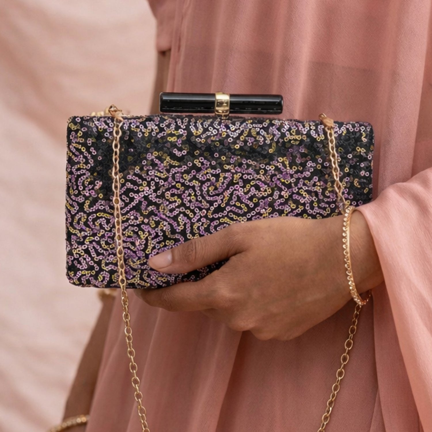 Artklim Purple Designer Embroidred Clutch