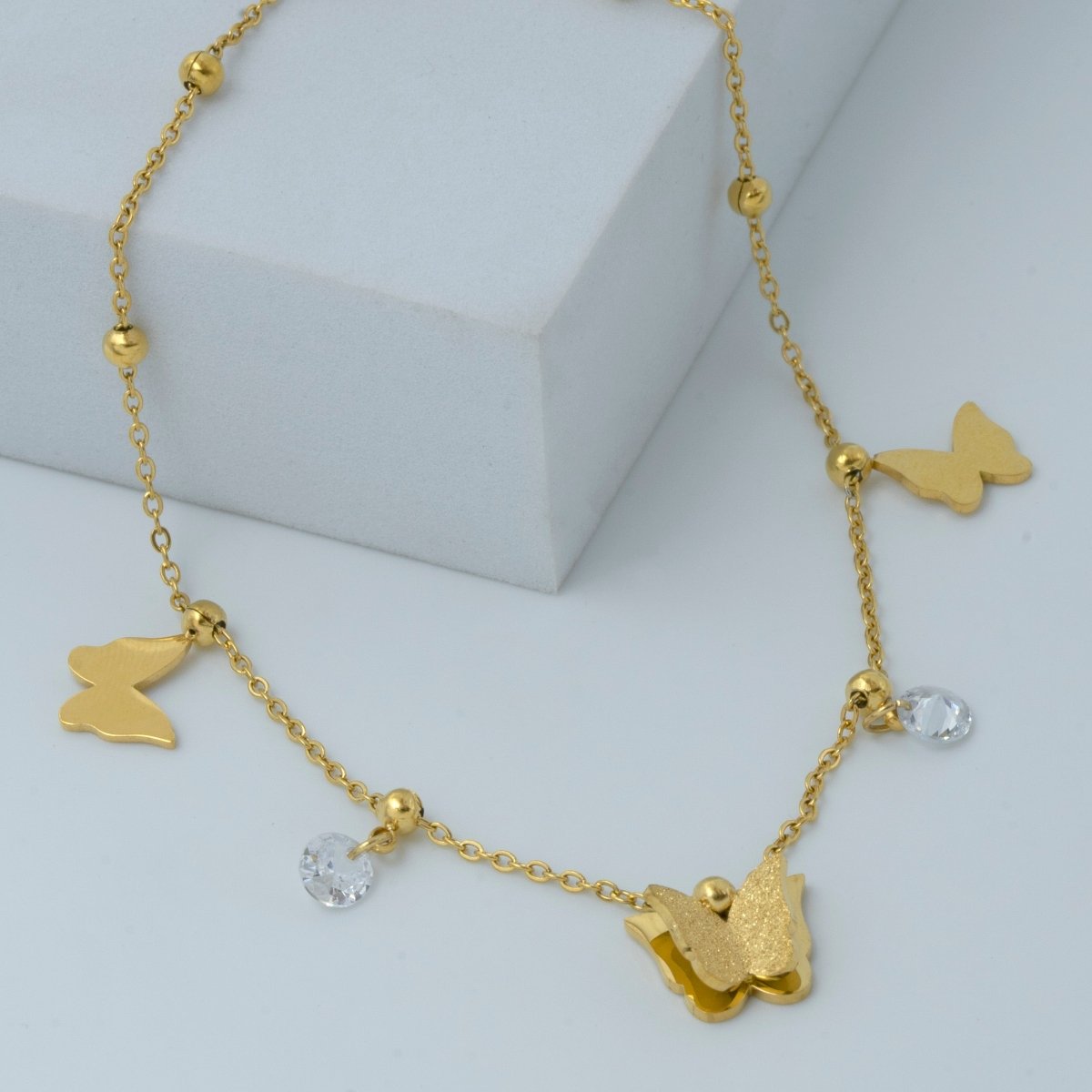 Artklim Gold Plated Butterfly Charms Bracelet