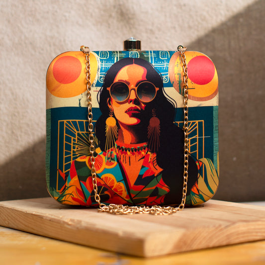 Glamourous Girl Printed Clutch