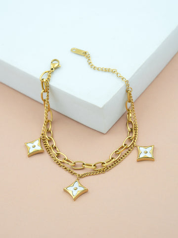 Artklim Gold Plated Anti Tarnish Star Luxe Dual Chain Bracelet
