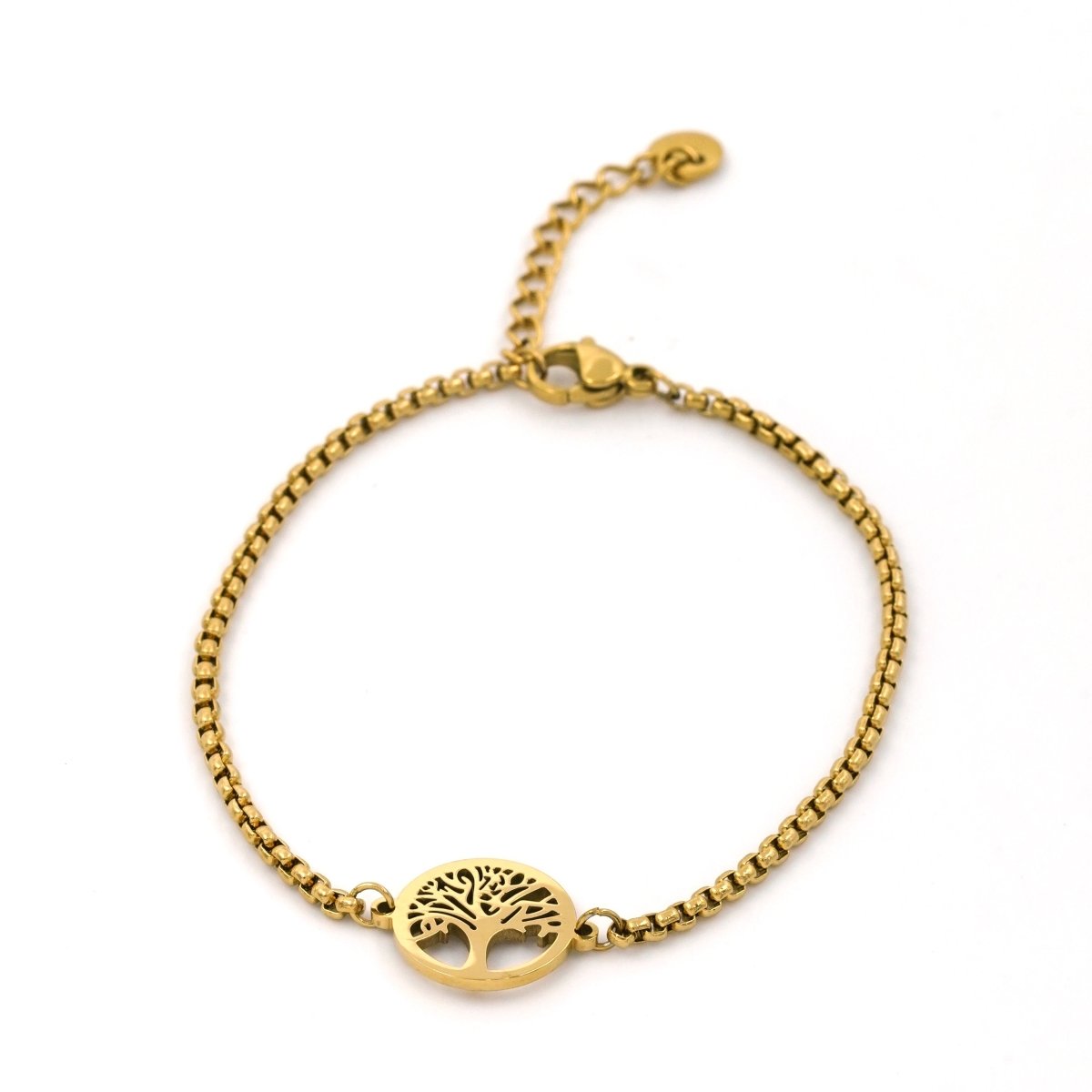 Artklim Gold Plated Tree Of Life Circular Pendant Bracelet