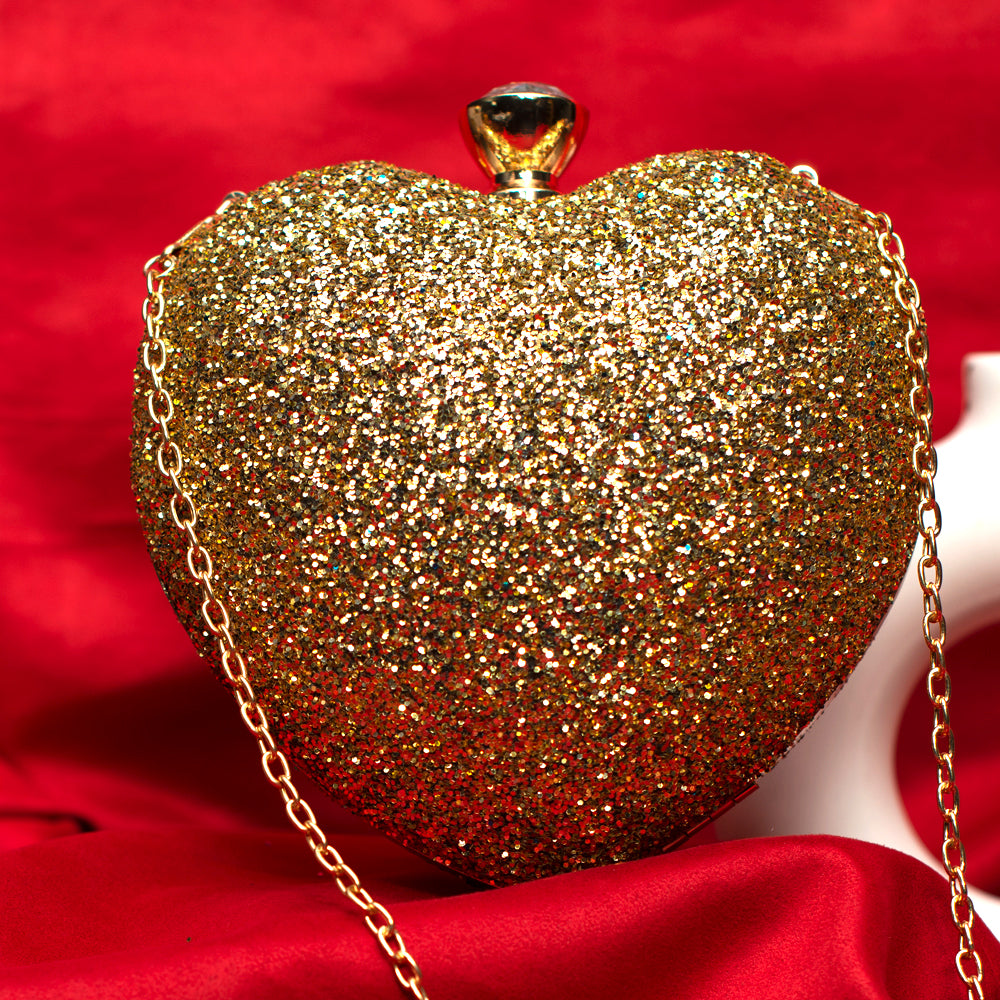 Golden Glitter Valentine Clutch Artklim