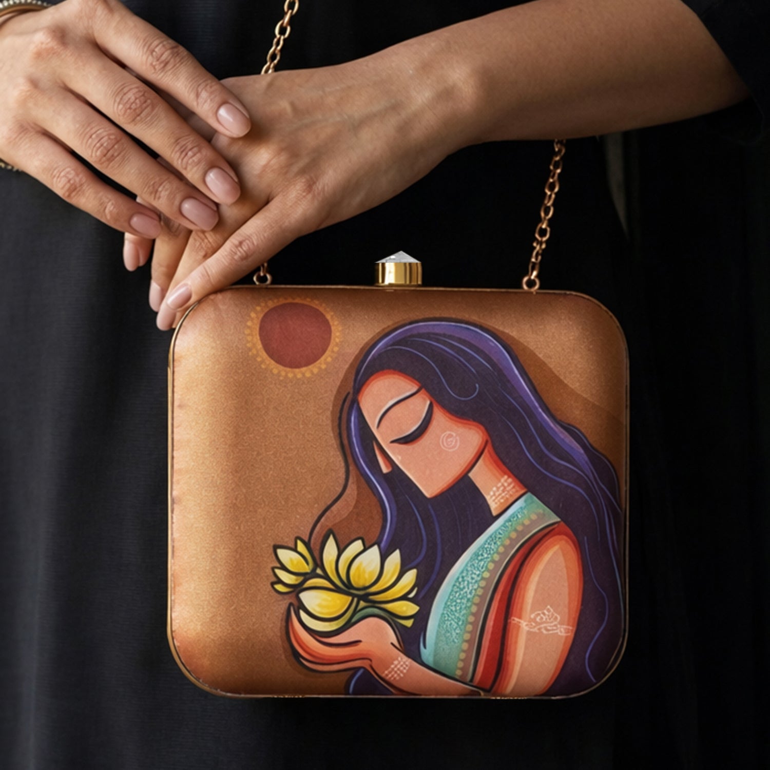 Artklim Lotus Grace Printed Clutch