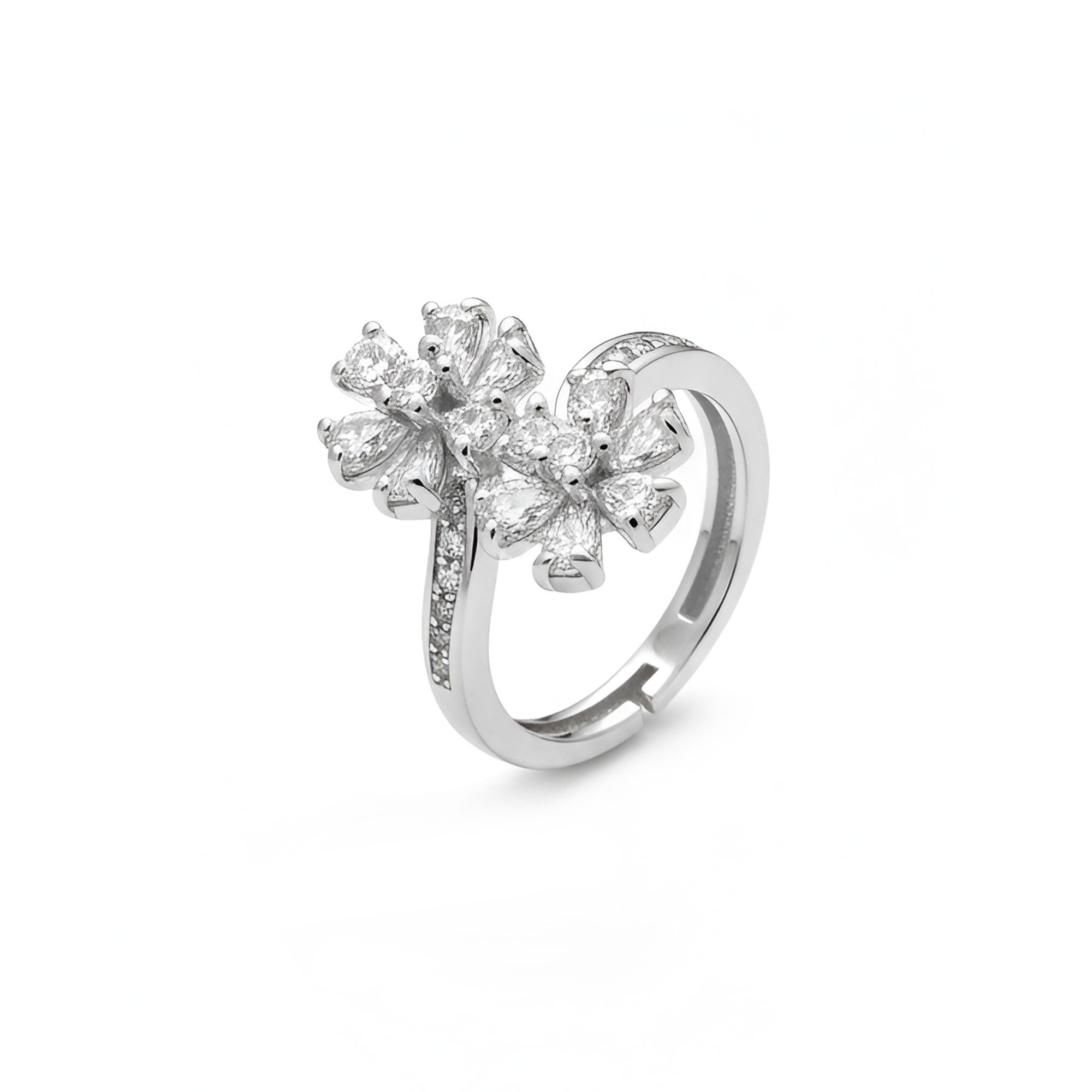 Artklim Silver Plated Floral Design Anti-Tarnish Ring