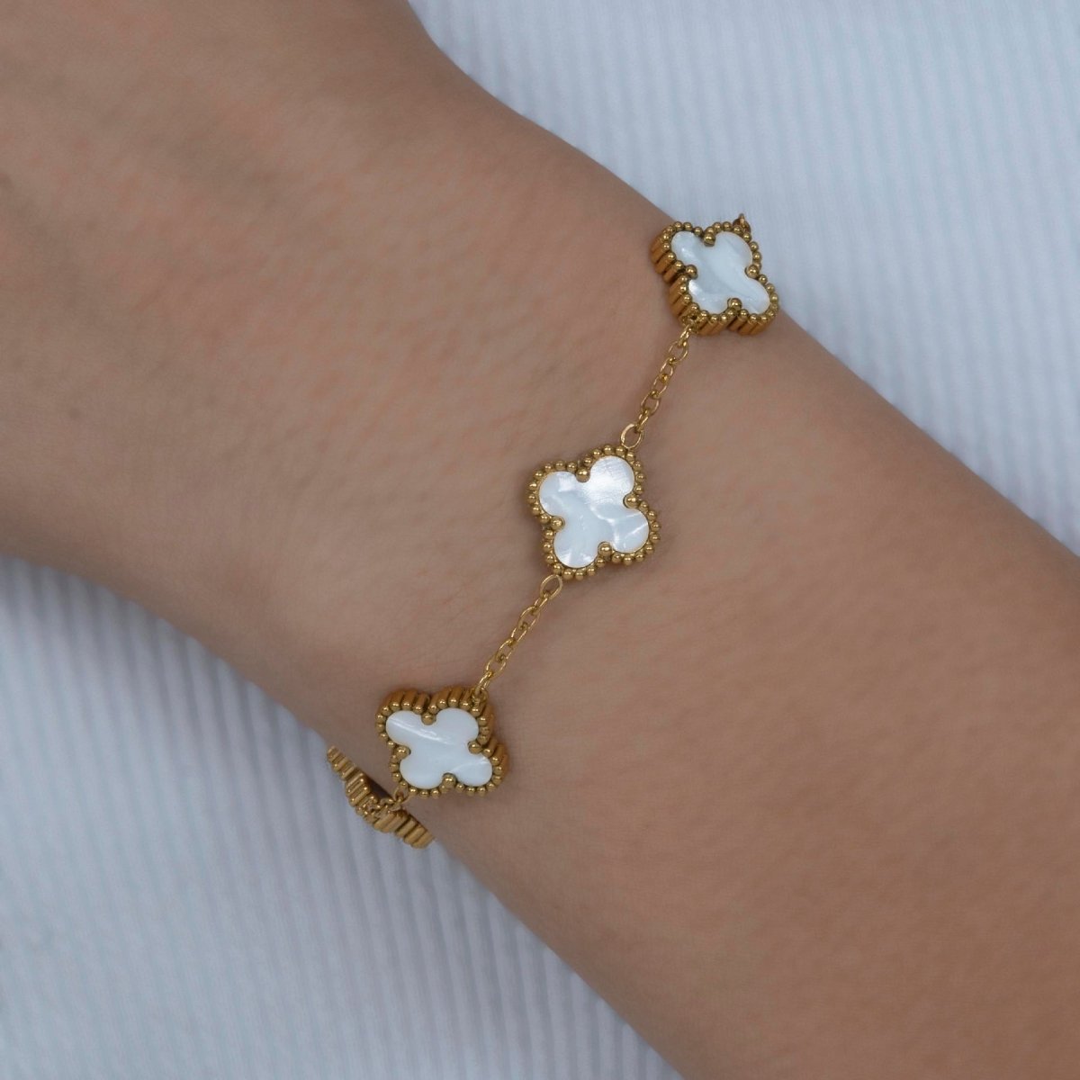 Artklim Gold Plated White Clover Bracelet