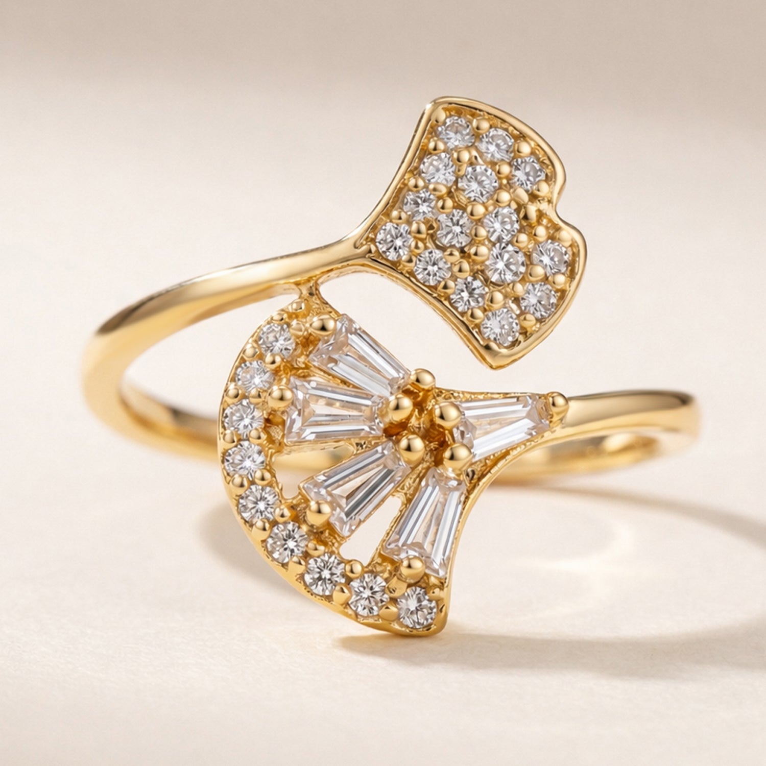 Artklim Elegant Dual Curve Crystal Anti-Tarnish Ring