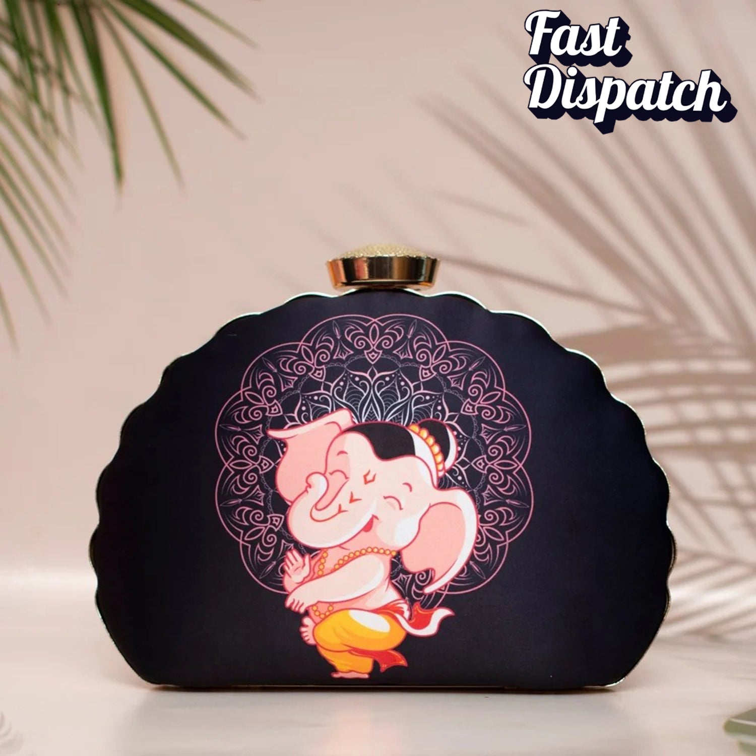 Artklim Ganesh Printed D-shape Clutch