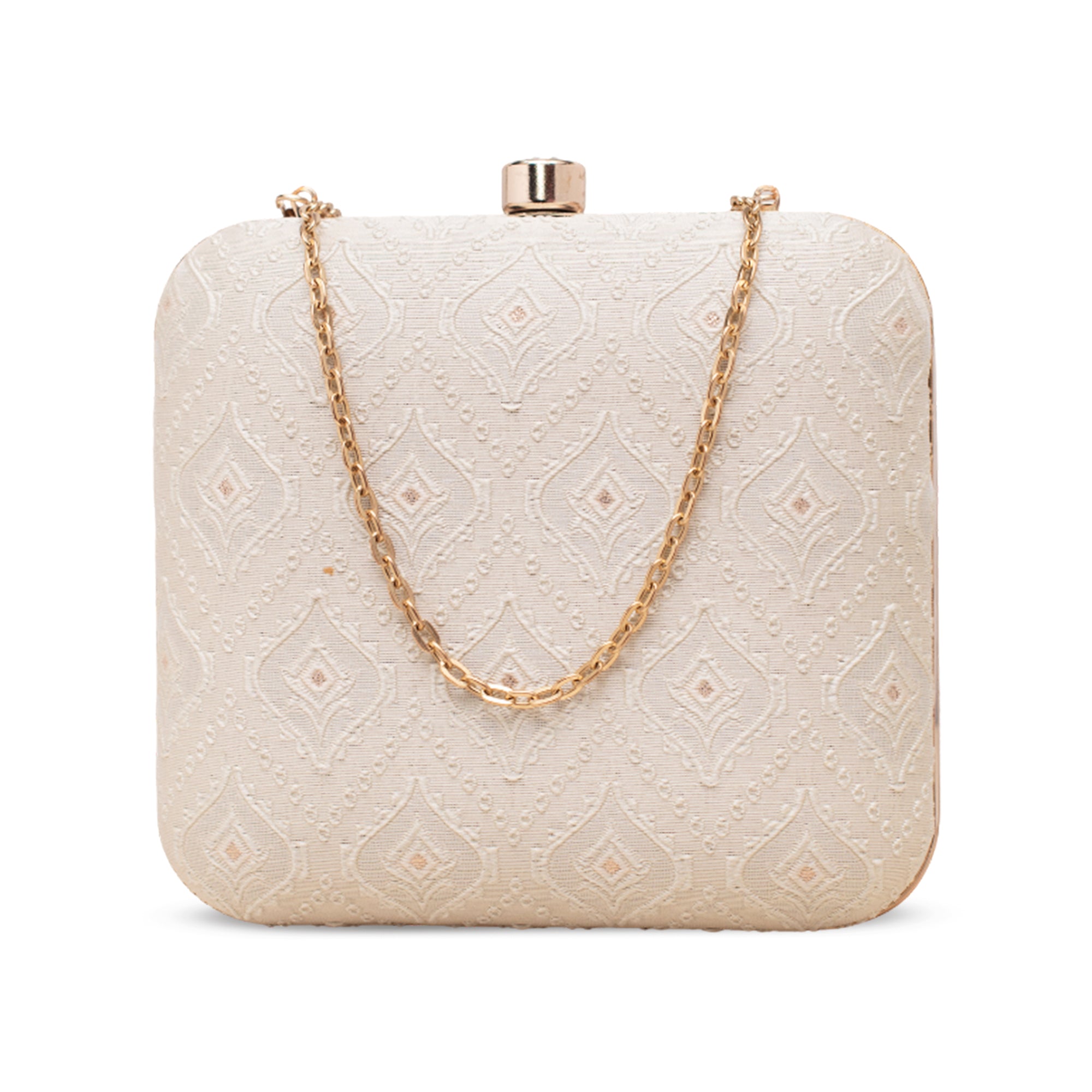 Artklim Off-White Minimal Thread Embroidery Clutch