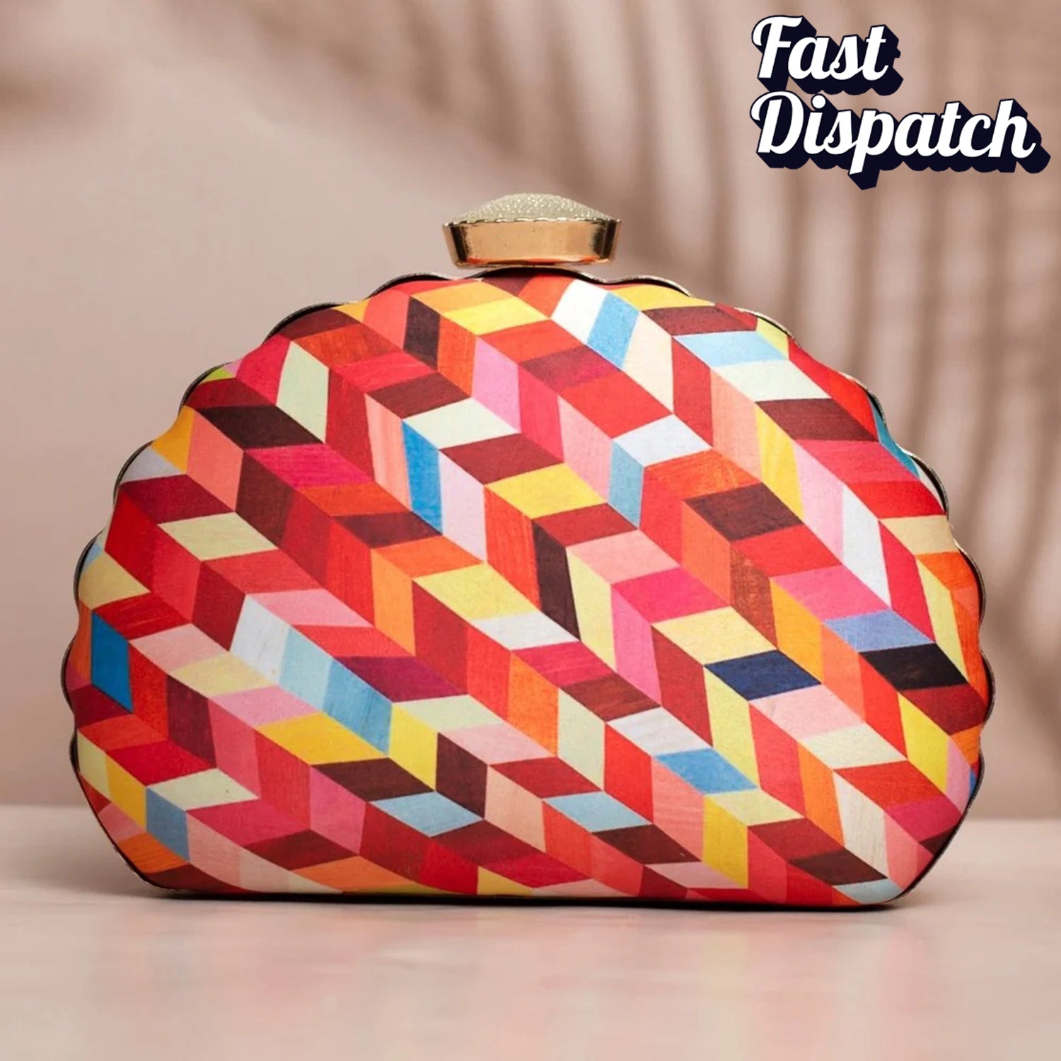 Artklim Multicoloured Geometrical Pattern Printed Clutch