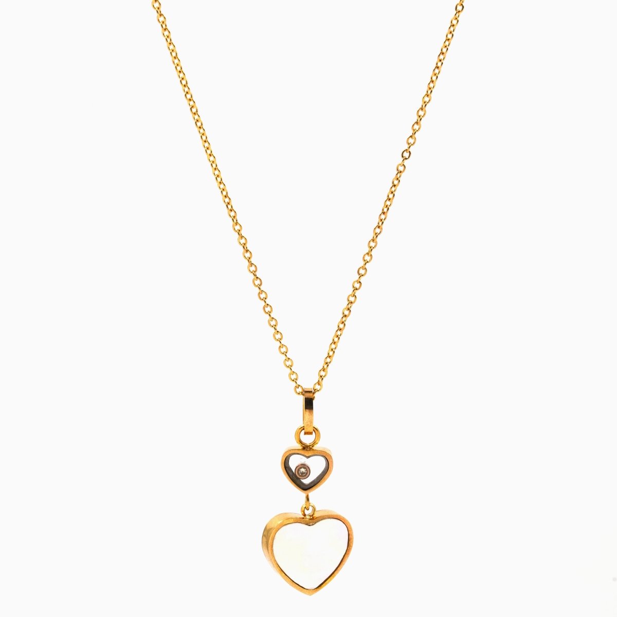 Artklim Gold Plated Double Heart Shaped Pendant Necklace