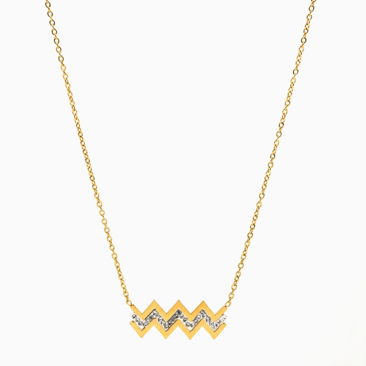 Artklim Gold Plated Zig-Zag Pendant Necklace
