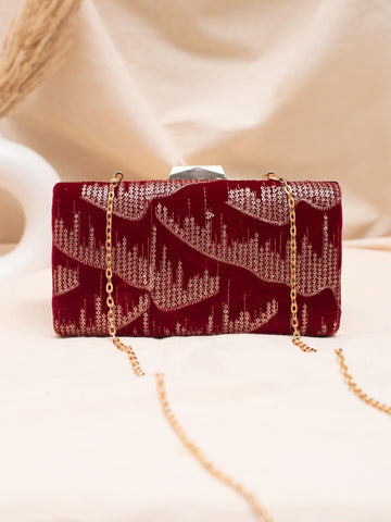 Artklim Wine Red Velvet Glow Clutch