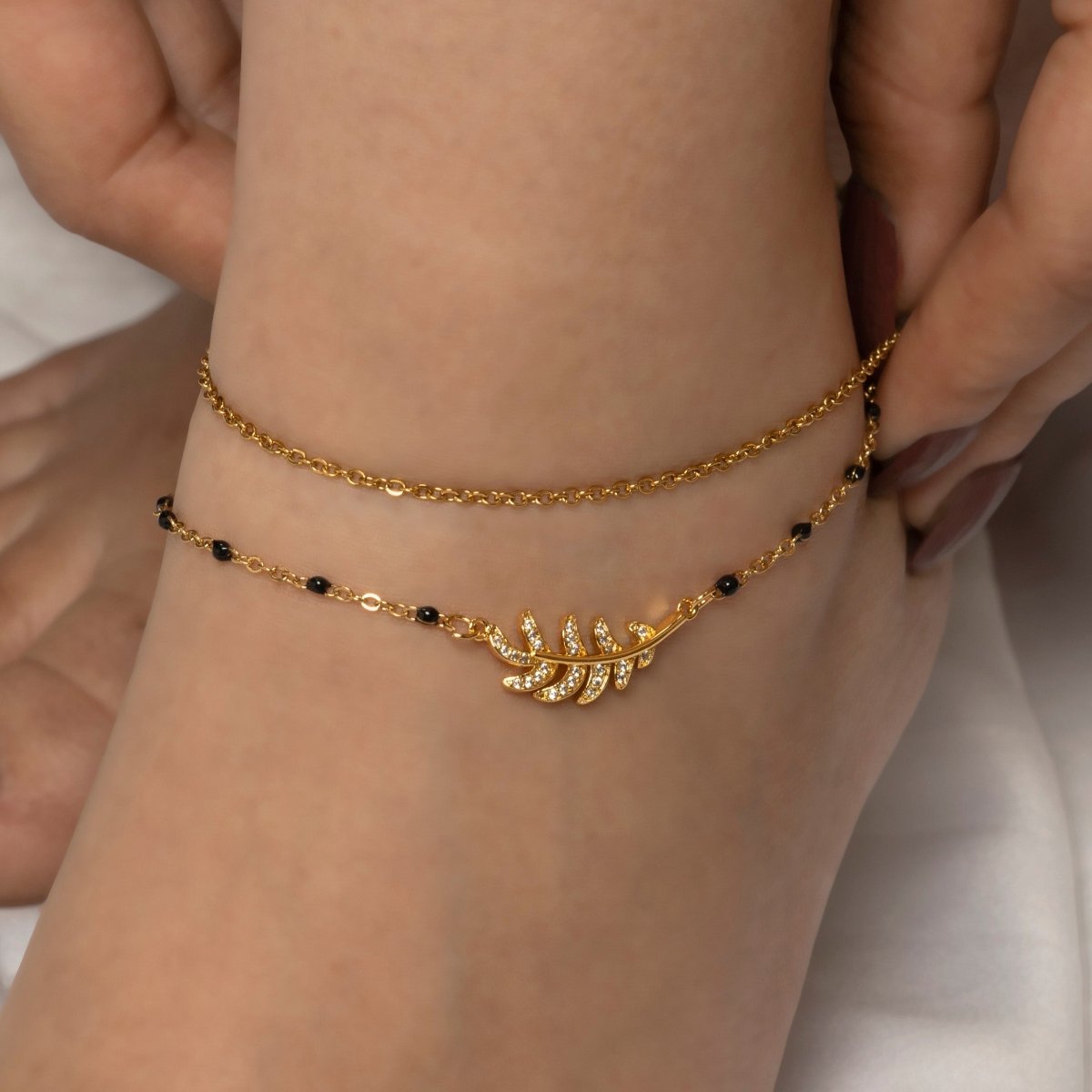 Artklim Gold Plated Graceful Dual Chain Anklet