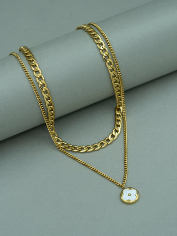 Artklim Gold Plated Layered Bloom Anti-Tarnish Necklace