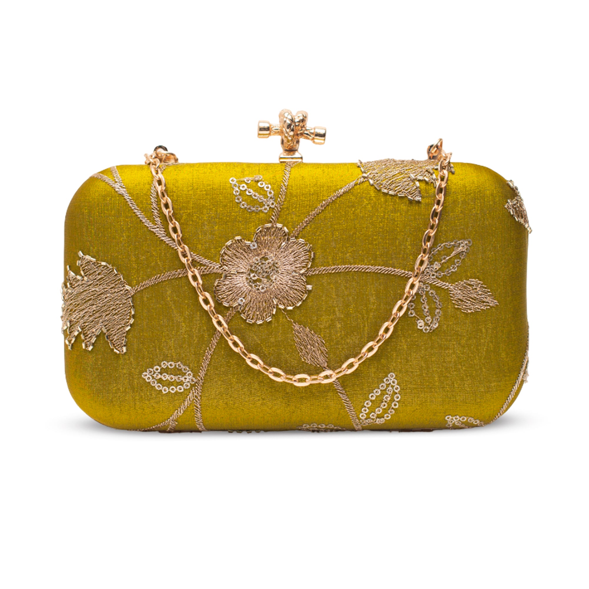 Artklim Royal Green Petal Blossom Clutch