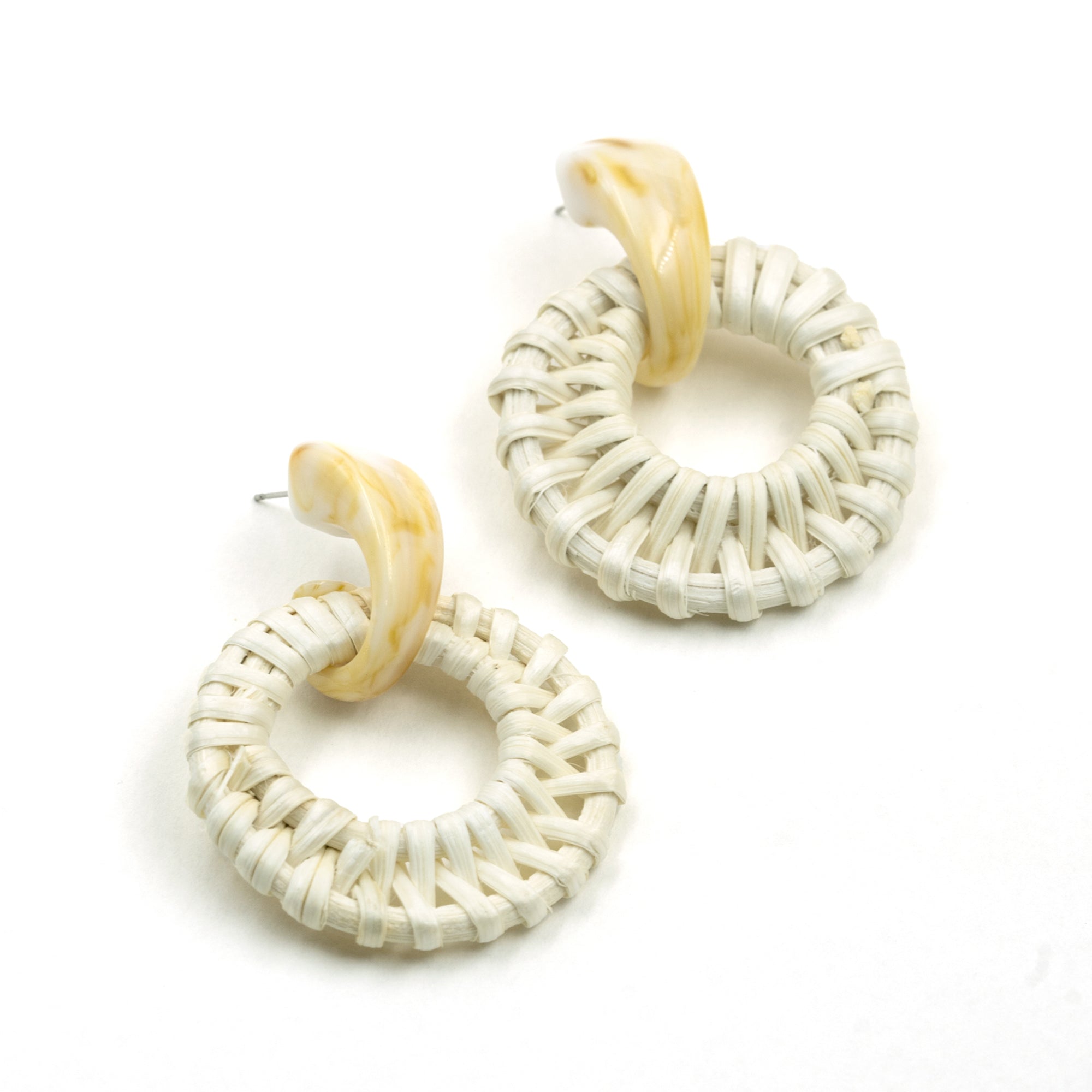 Artklim White Woven Hoop Earrings